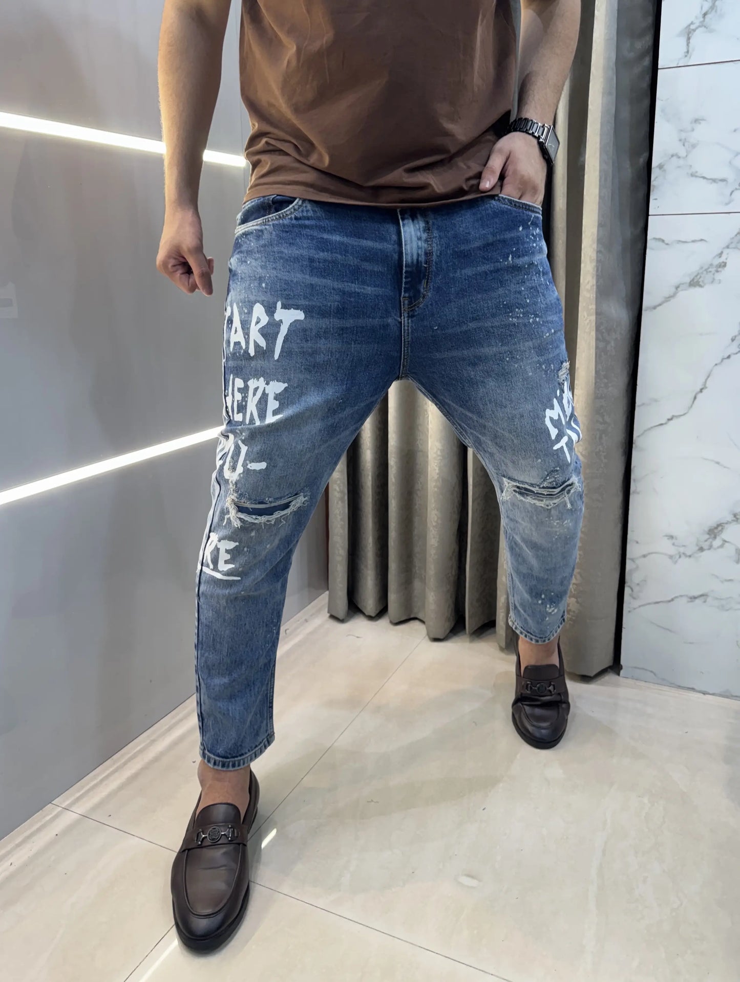 Qasbah mid Blue Designer Imported Turkey Denim