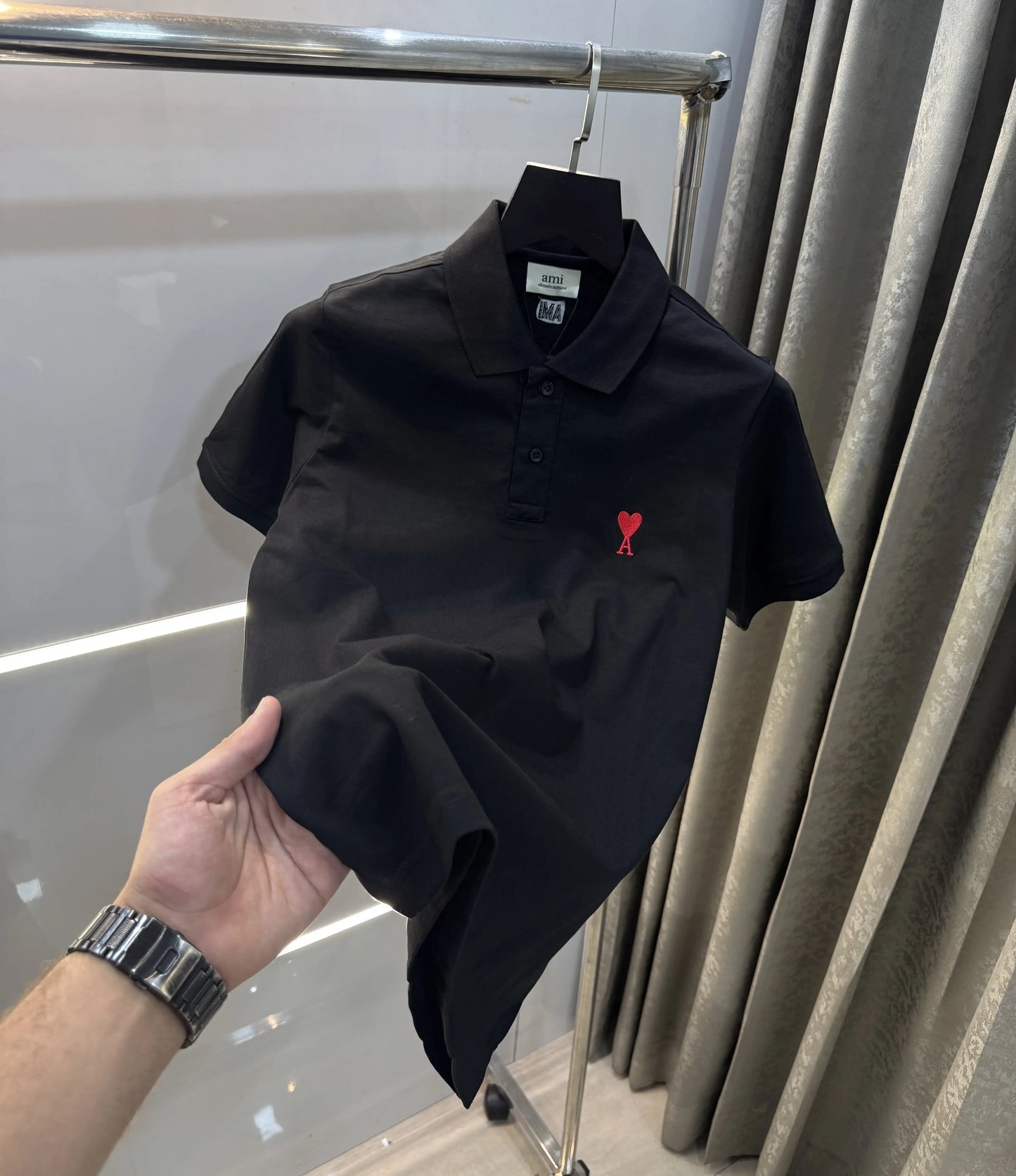 Ami paris Black Logo Work Premium Imported T-Shirt