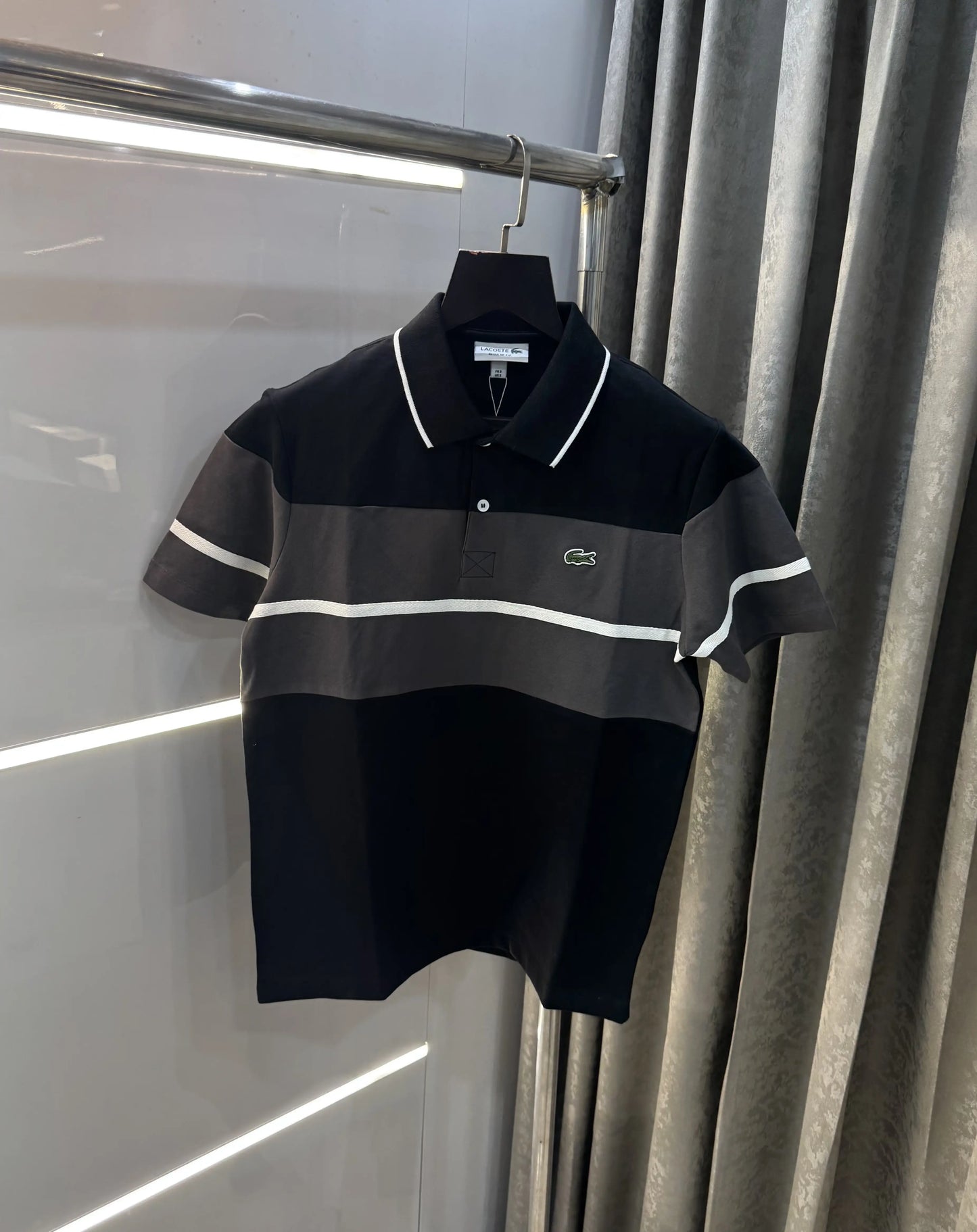 Lacost e Black Embroidery Logo Premium Polo T-Shirt