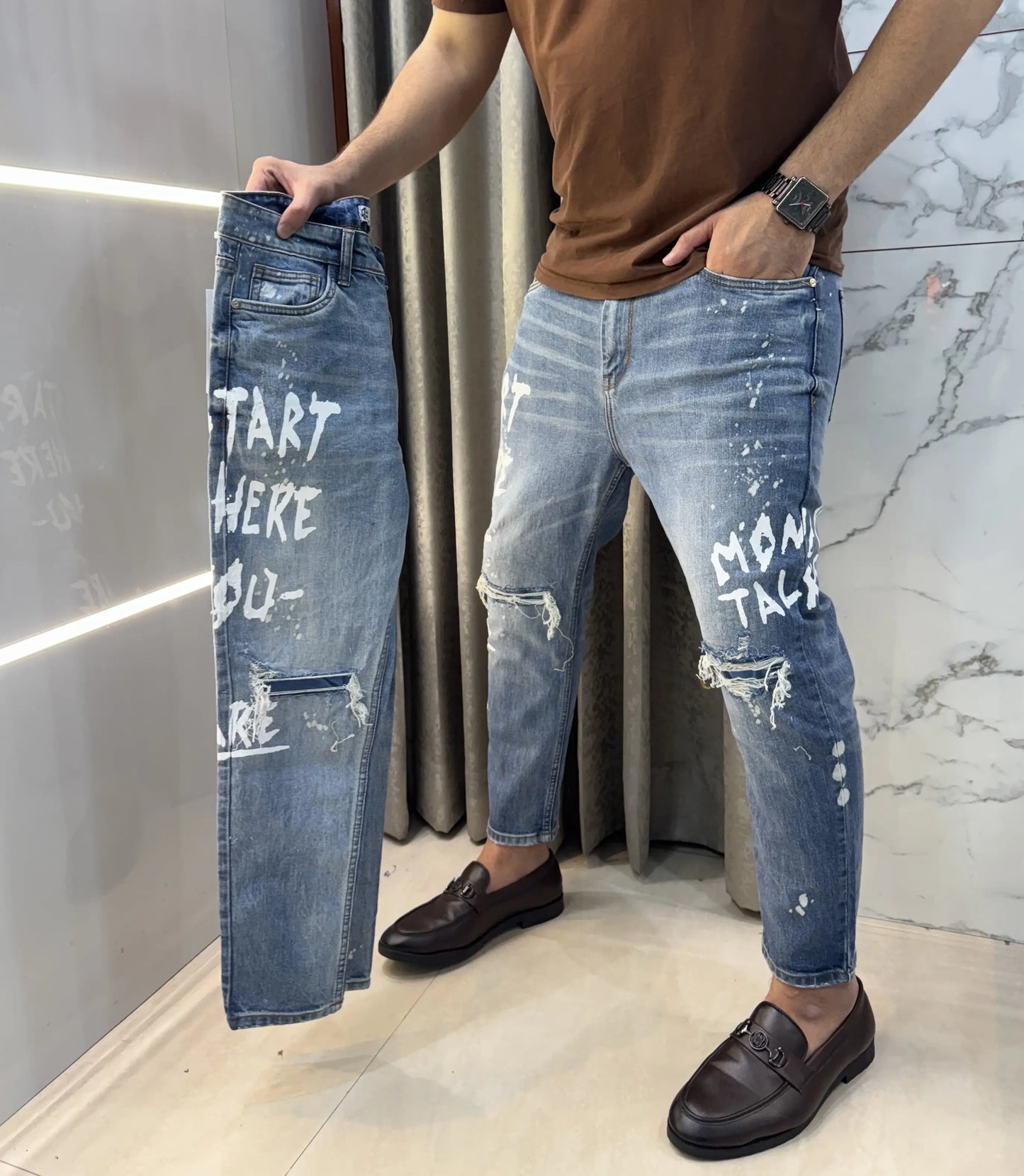 Qasbah sky Blue Designer Imported Turkey Denim