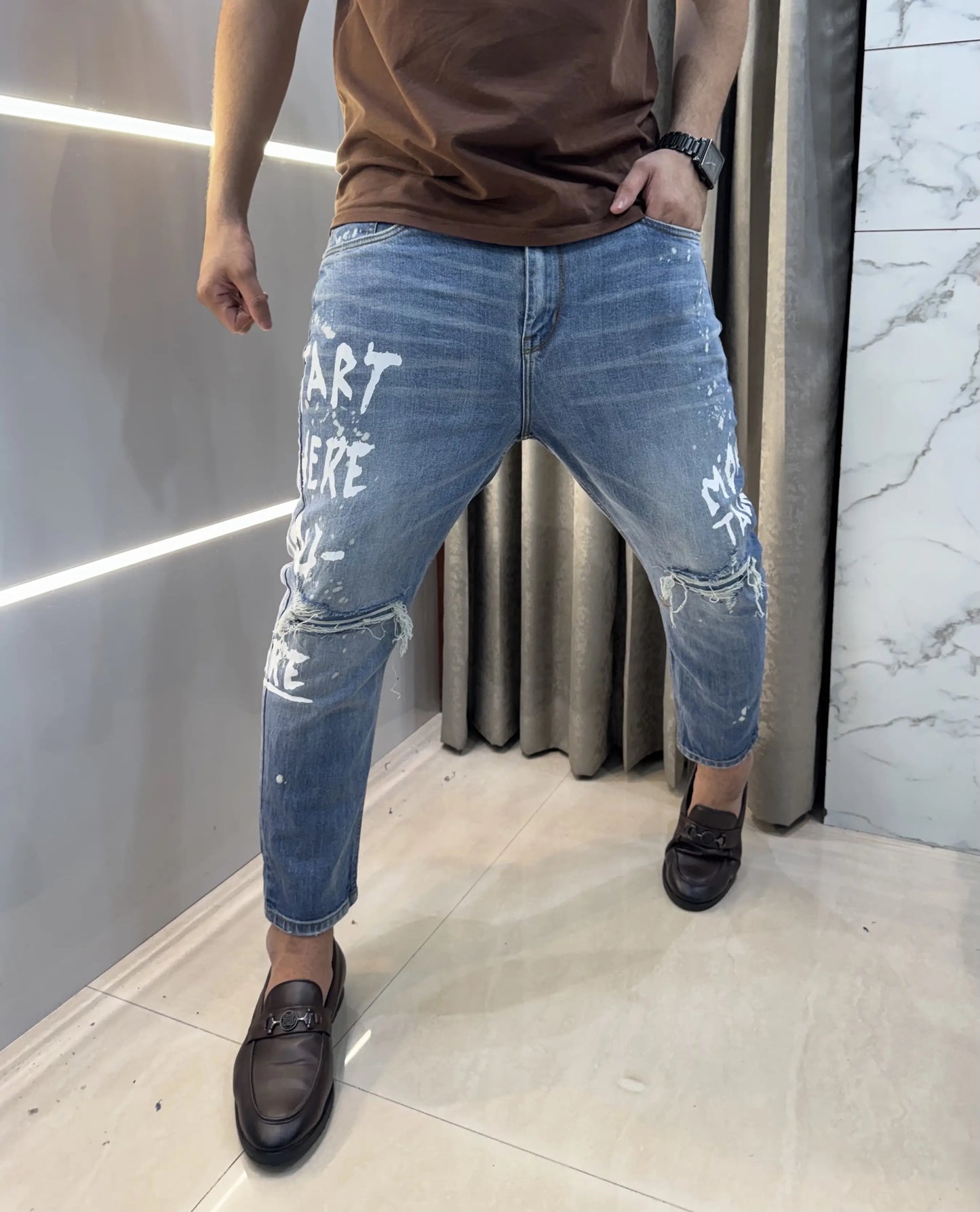 Qasbah sky Blue Designer Imported Turkey Denim