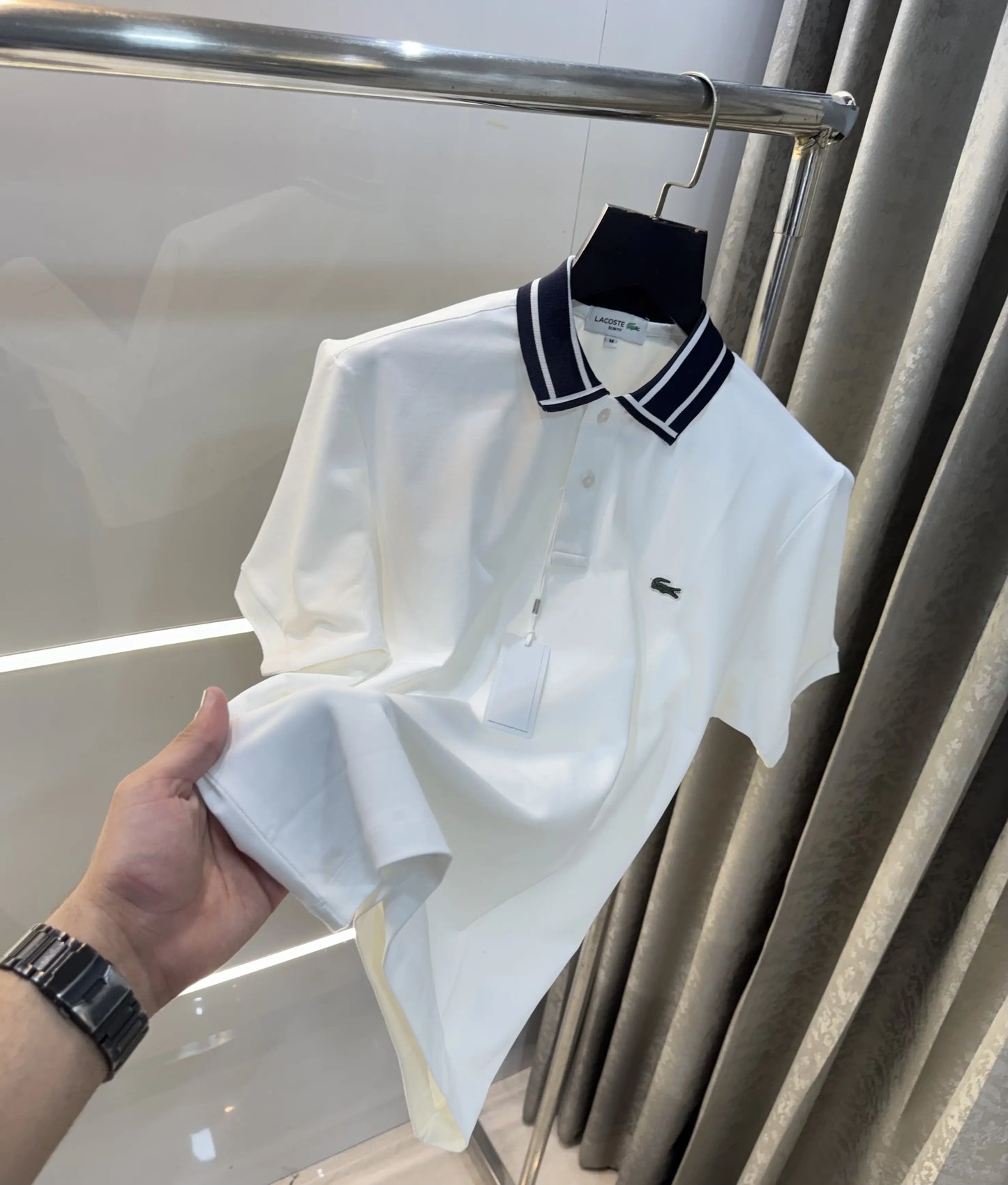 Lacost e White Embroidery Logo Premium Polo T-Shirt