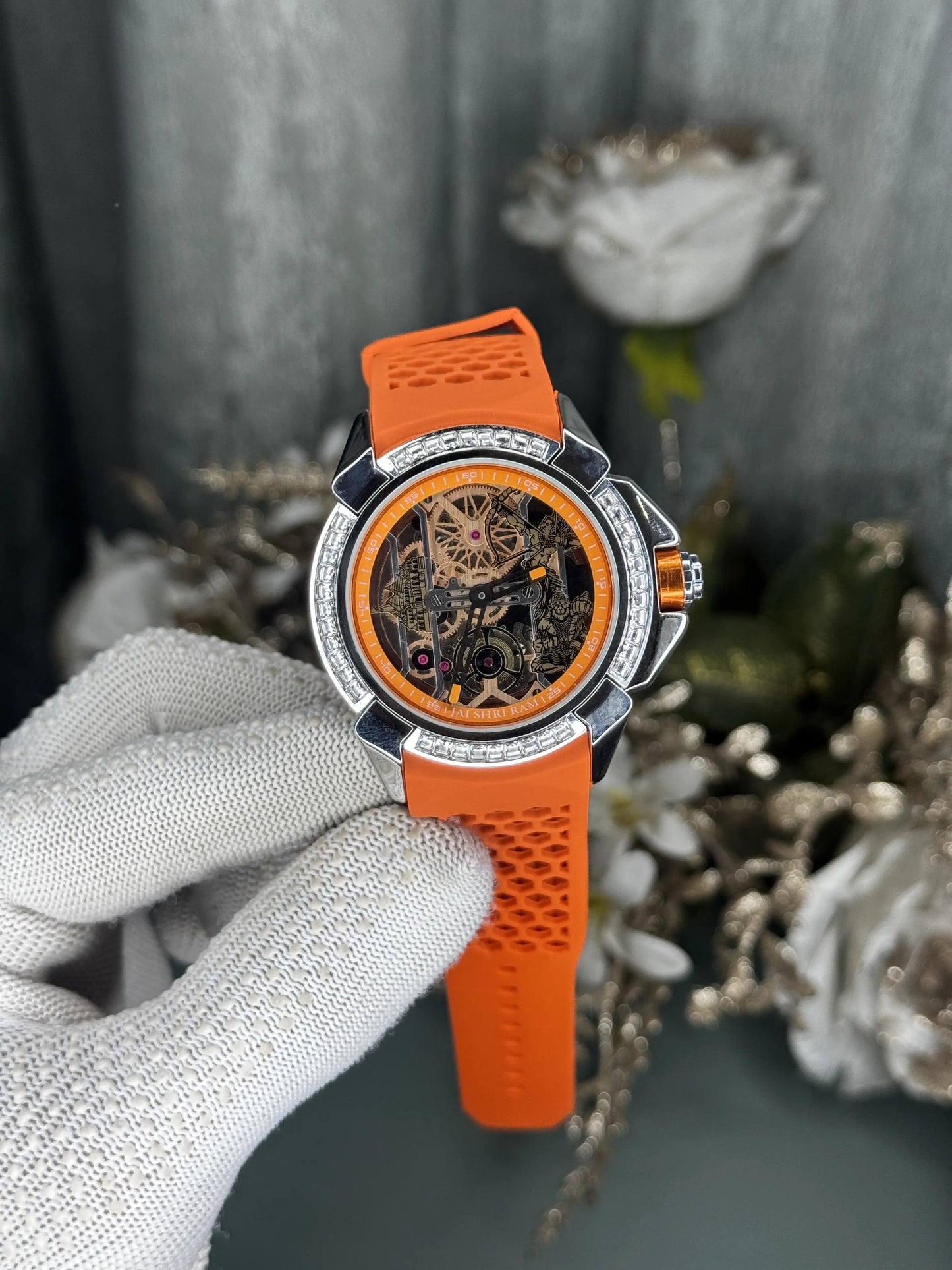 Jacob&co. Ram Japan Silver Orange Premium Automatic Watch