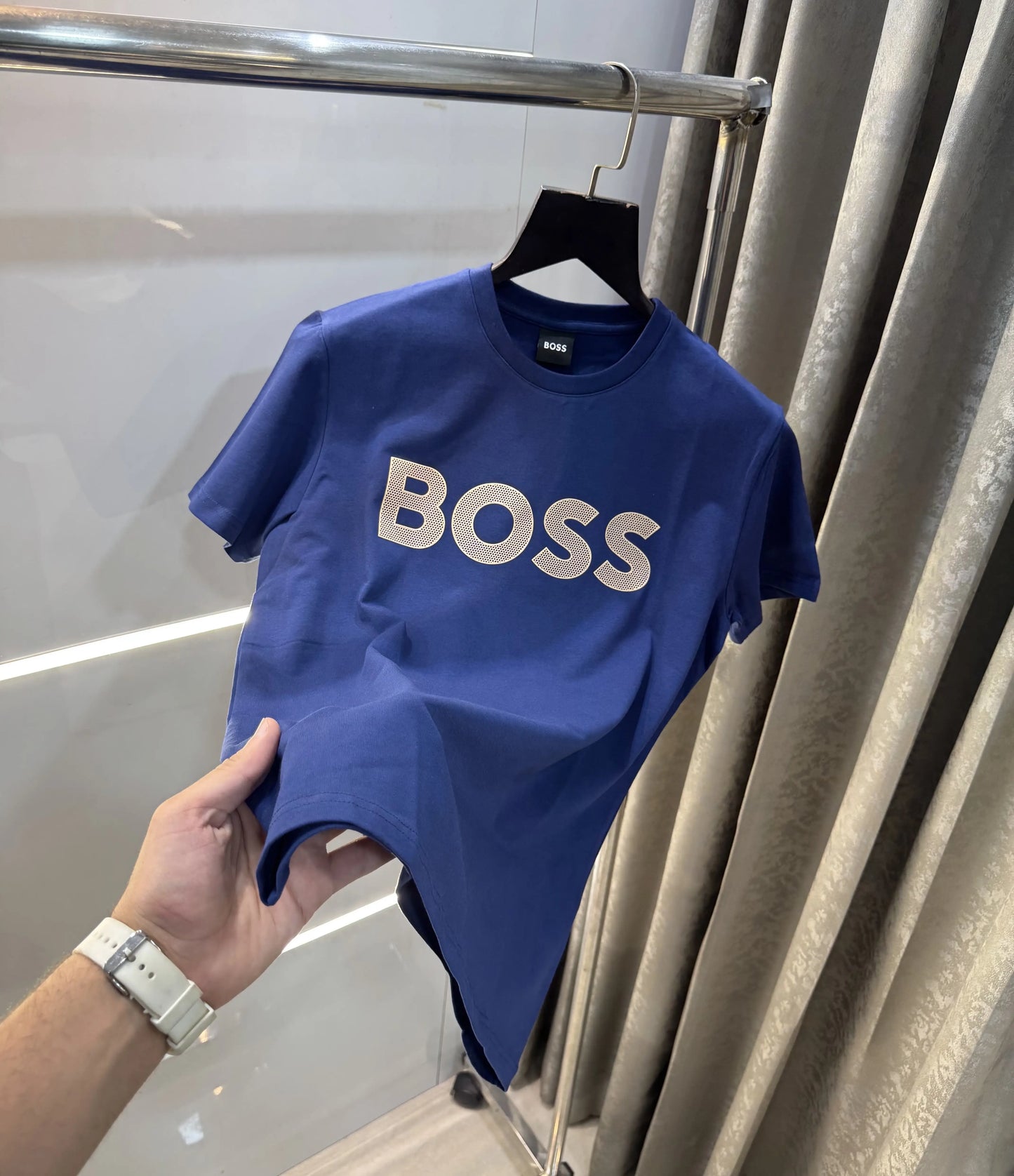 Hugo Boss Blue Logo Print Premium T-Shirt