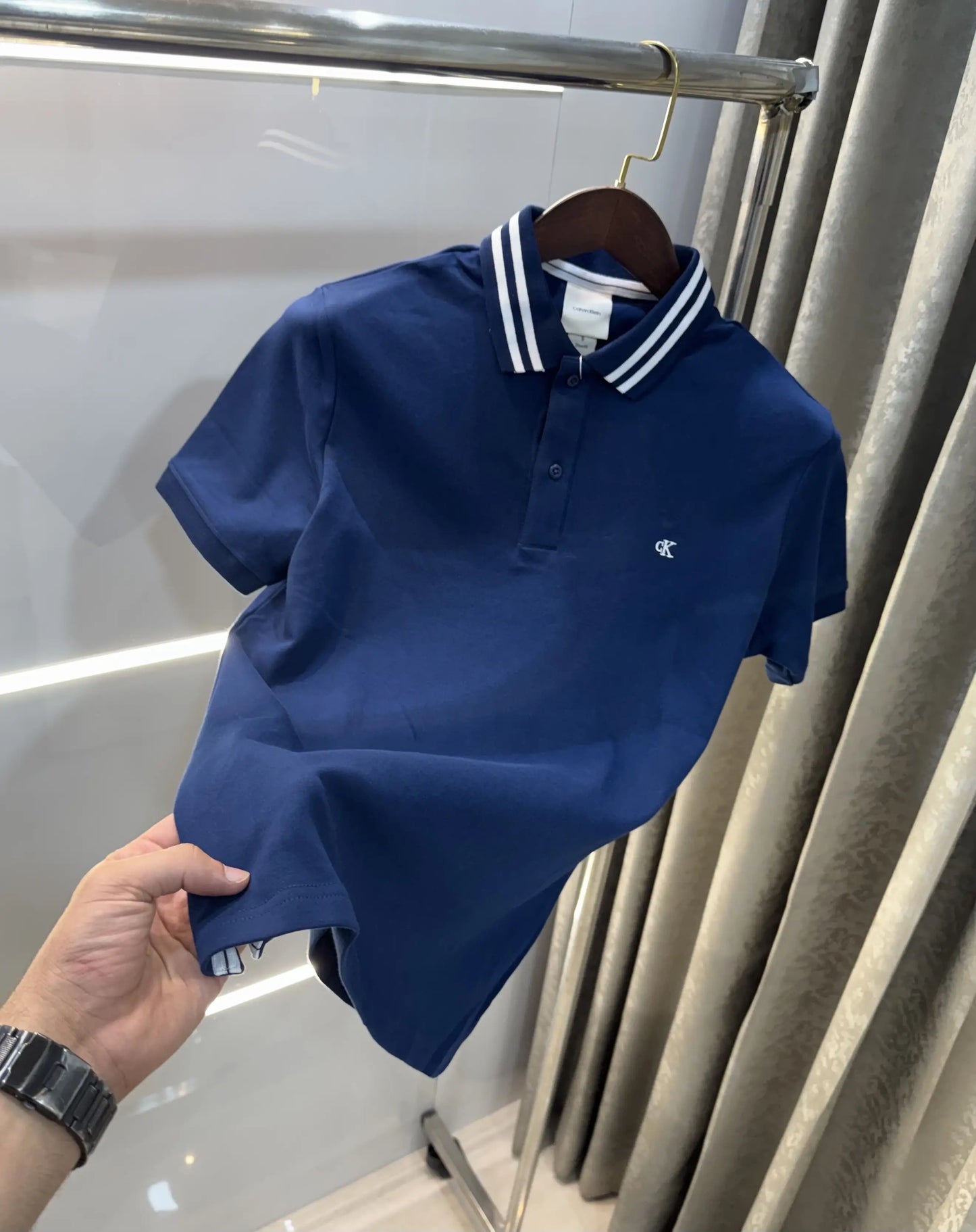 Calvin Klein Petrol Blue Logo Work Premium Polo T-Shirt