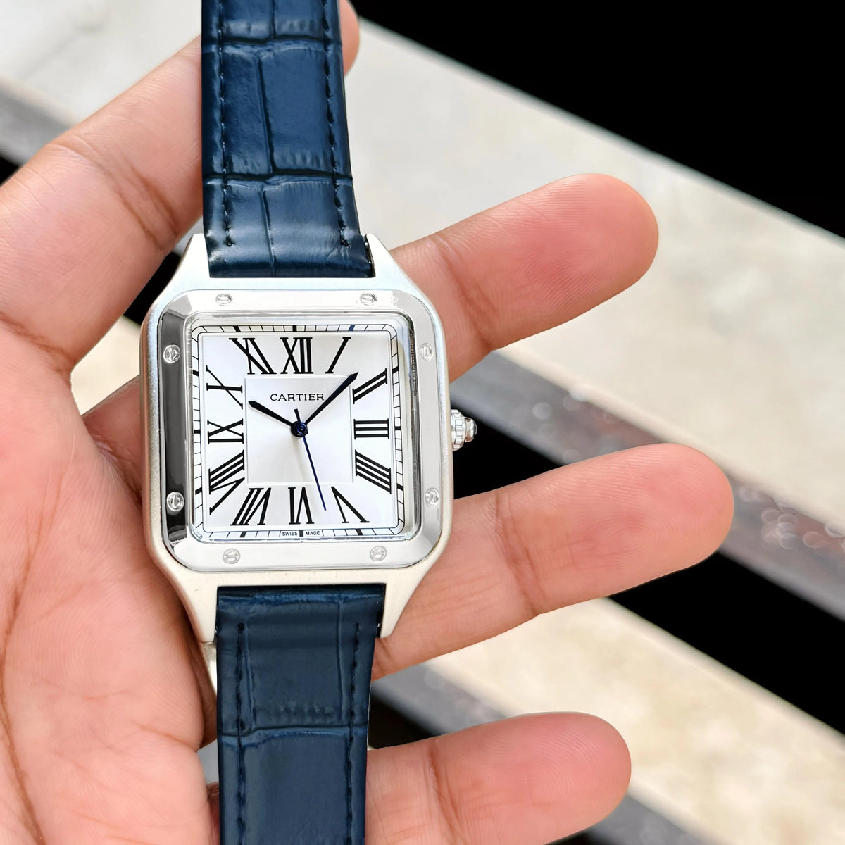 Cartier Santos Silver Blue