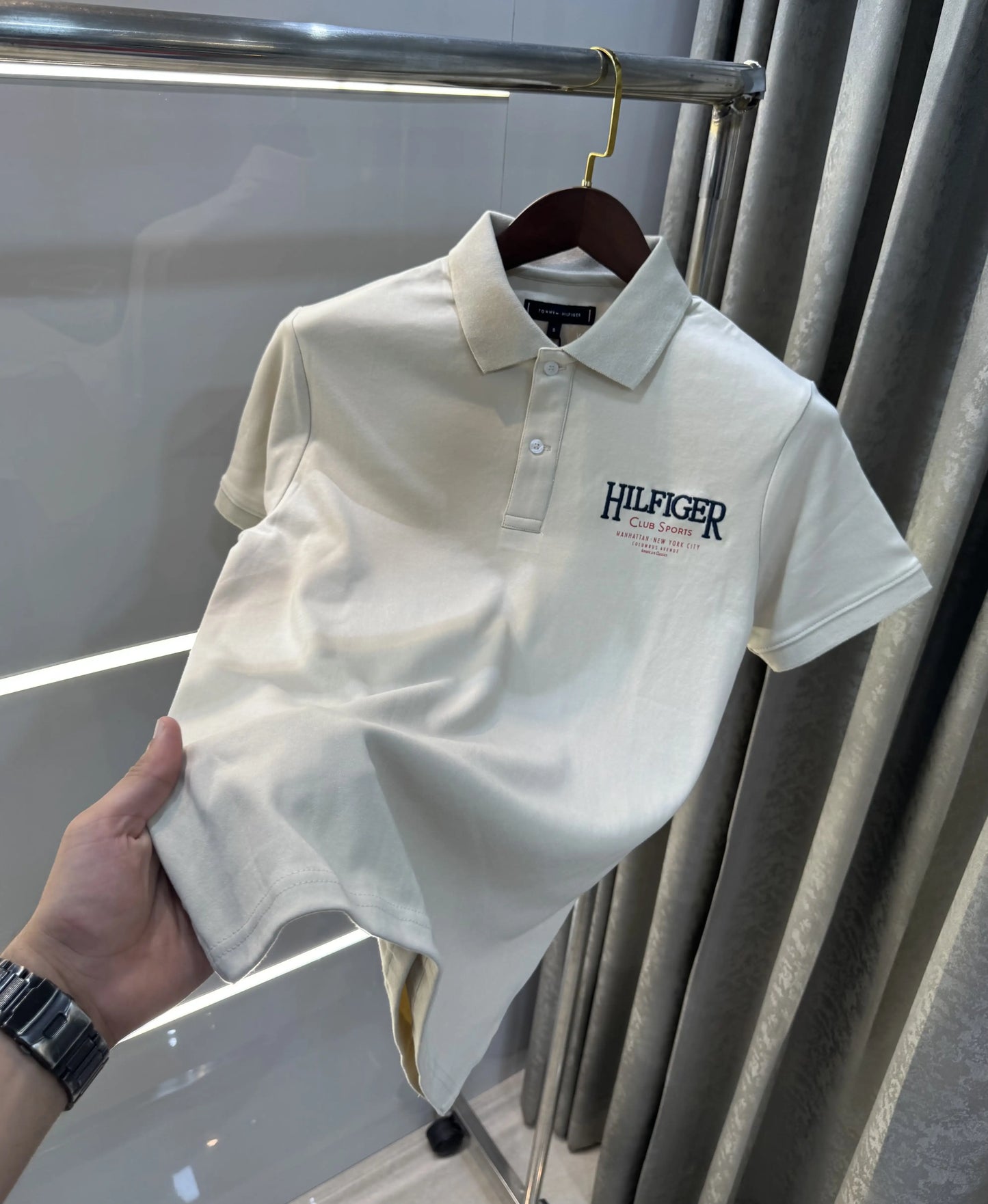 Tommy  Hilfiger Beige Logo Work Premium Polo T-Shirt