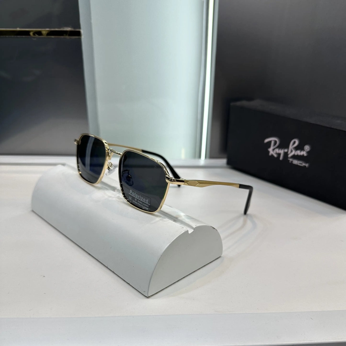Ray Ban Gold Black Premium Shades 3135