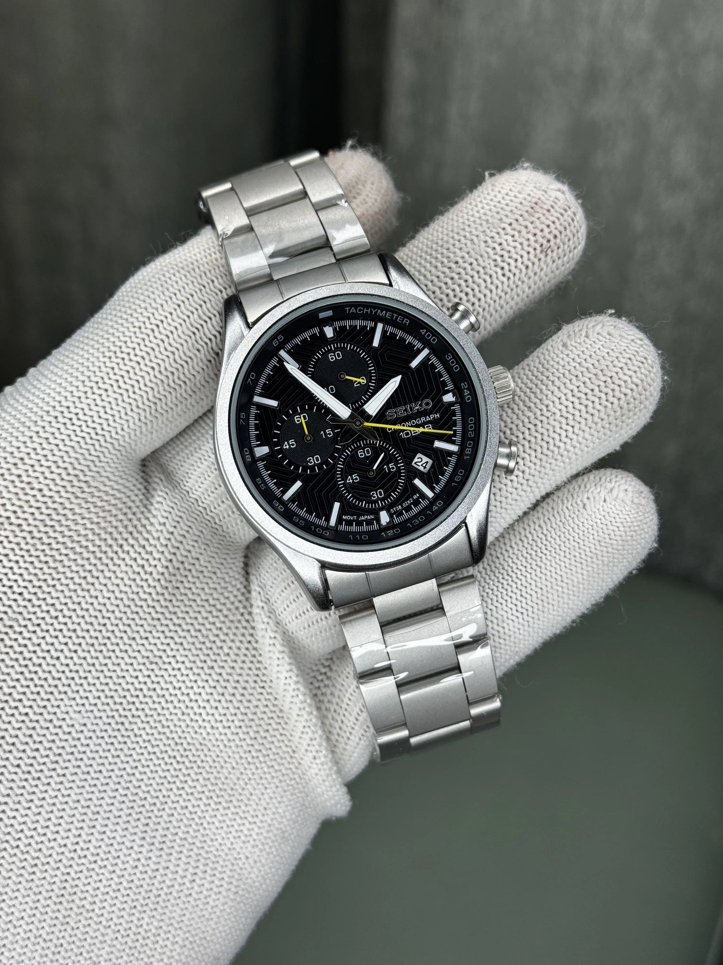 Seiko Dress Silver Black Chronograph Premium Watch
