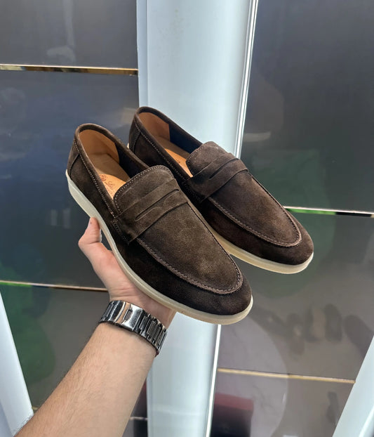 Loro Pian a Brown Suede Leather Premium Formal Shoes