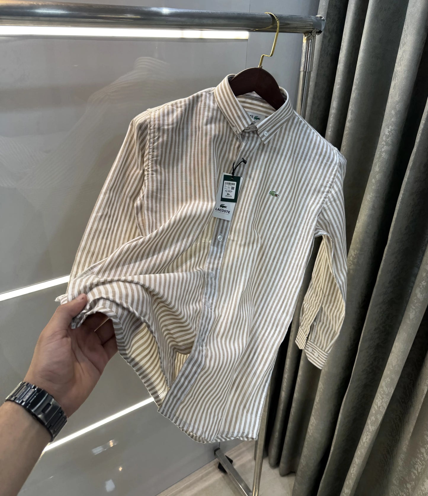 Lacoste Brown Strips Premium Shirt