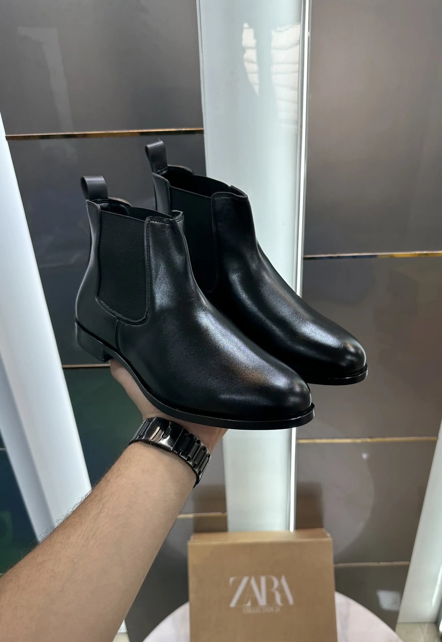 Zara Chelsea Round Toe High Ankle Boots