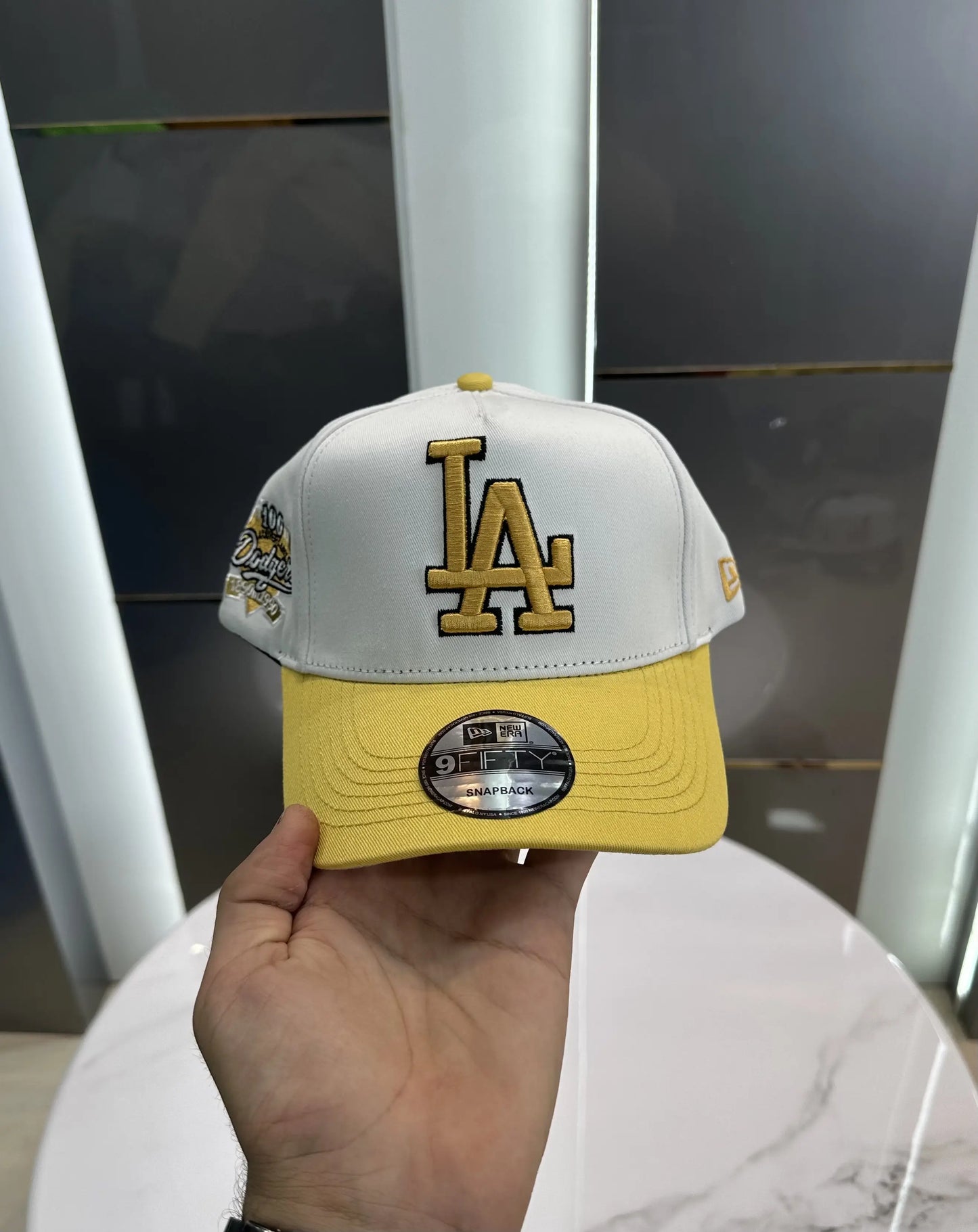 LA White Yellow Premium Imported Cap
