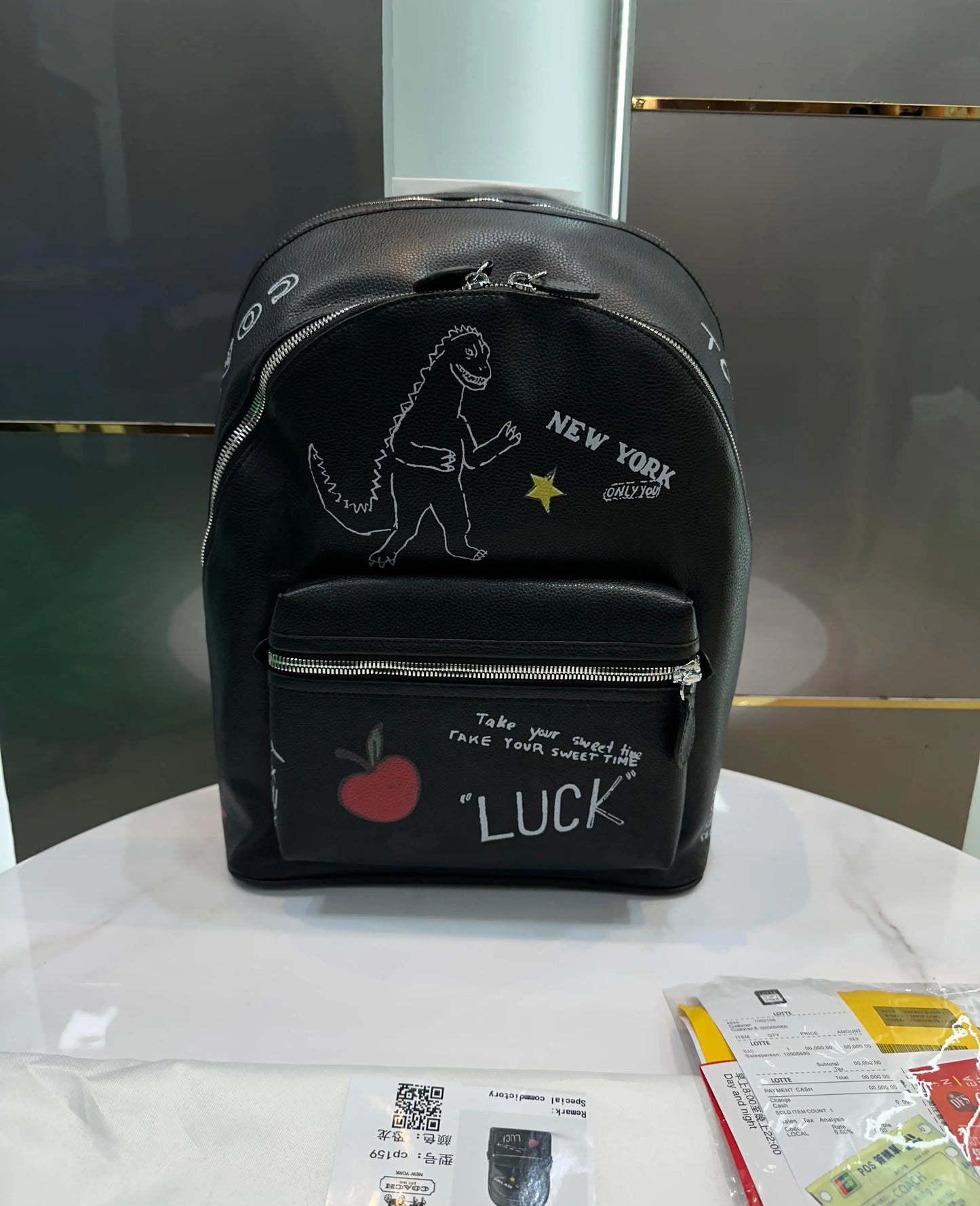 Coac h Black Sketch Print Luxury Imported BackPack