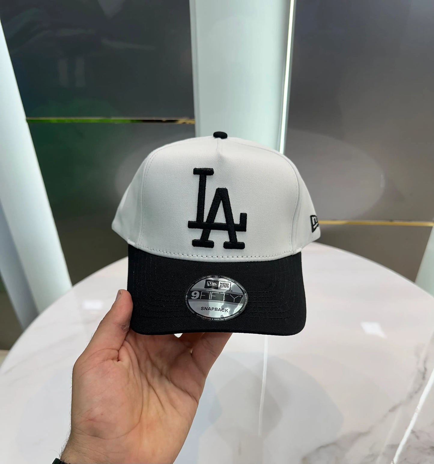 LA White Black 001 Imported Cap