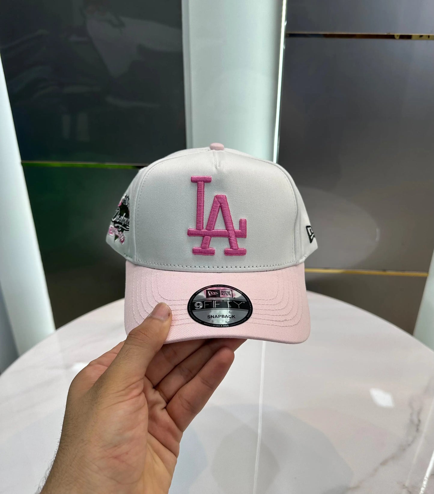 LA White Pink Imported Cap