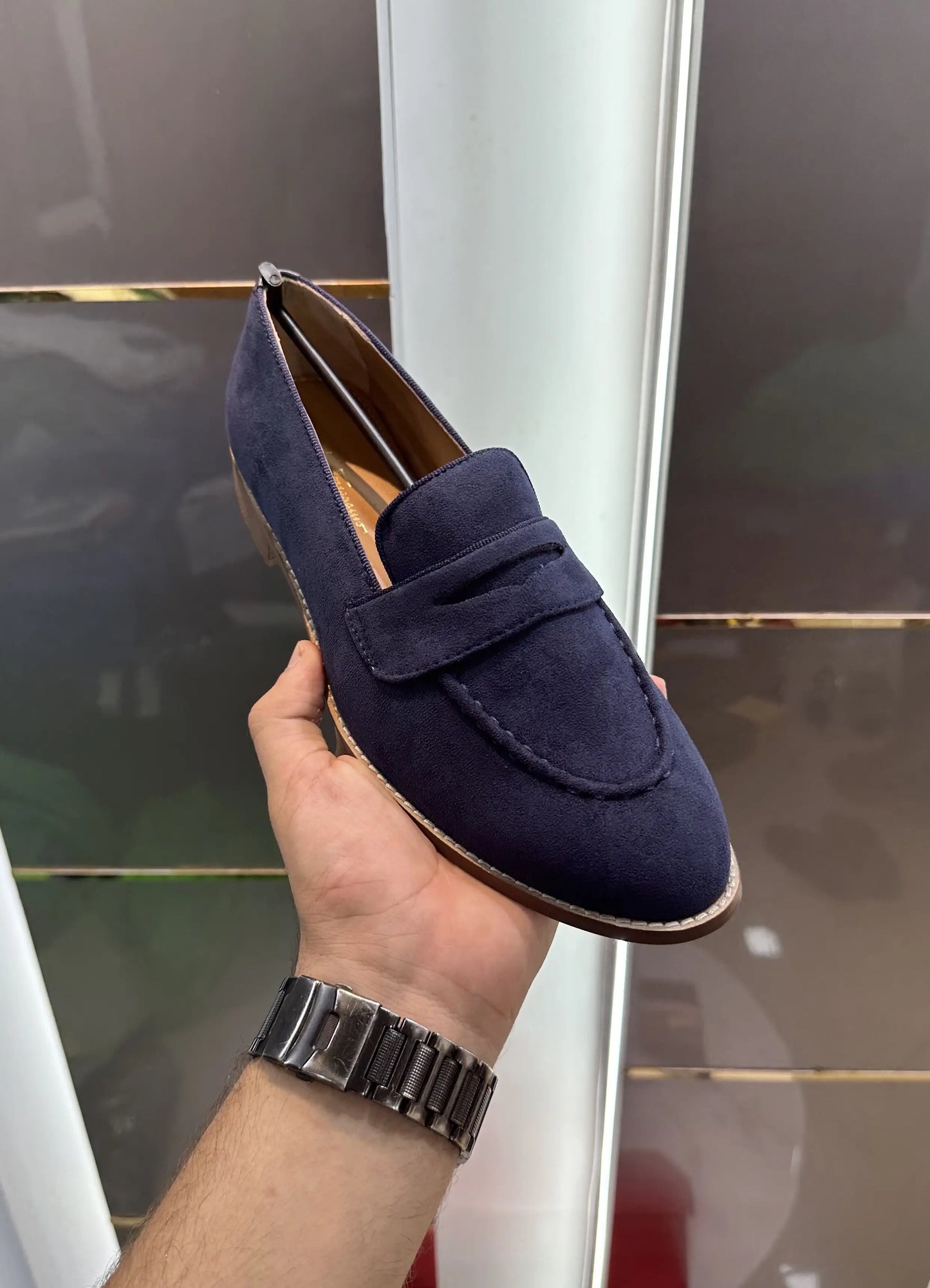 Salvatore Ferragamo Premium Wooden Sole Blue Loafer