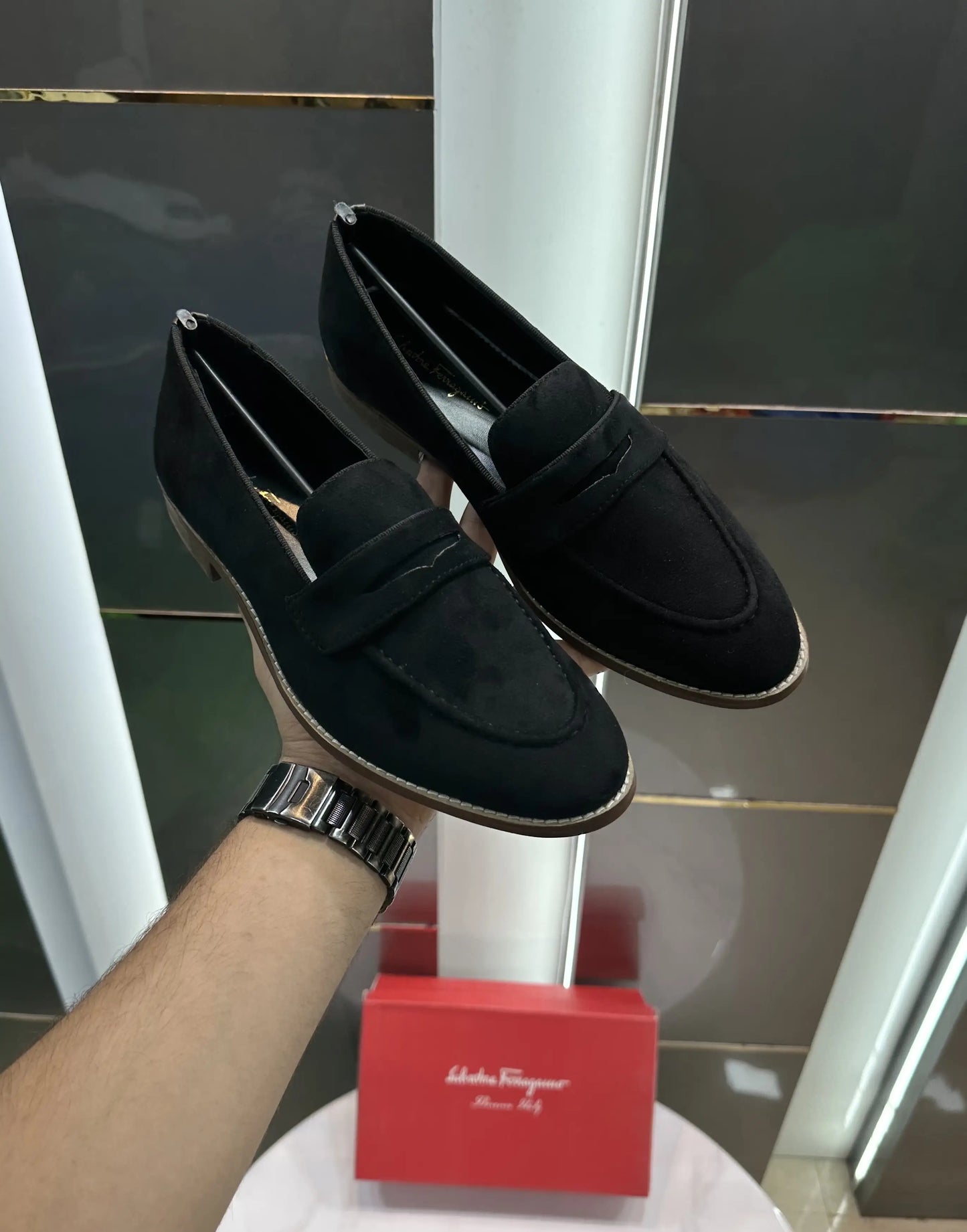 Salvatore Ferragamo Premium Wooden Sole Black Loafer