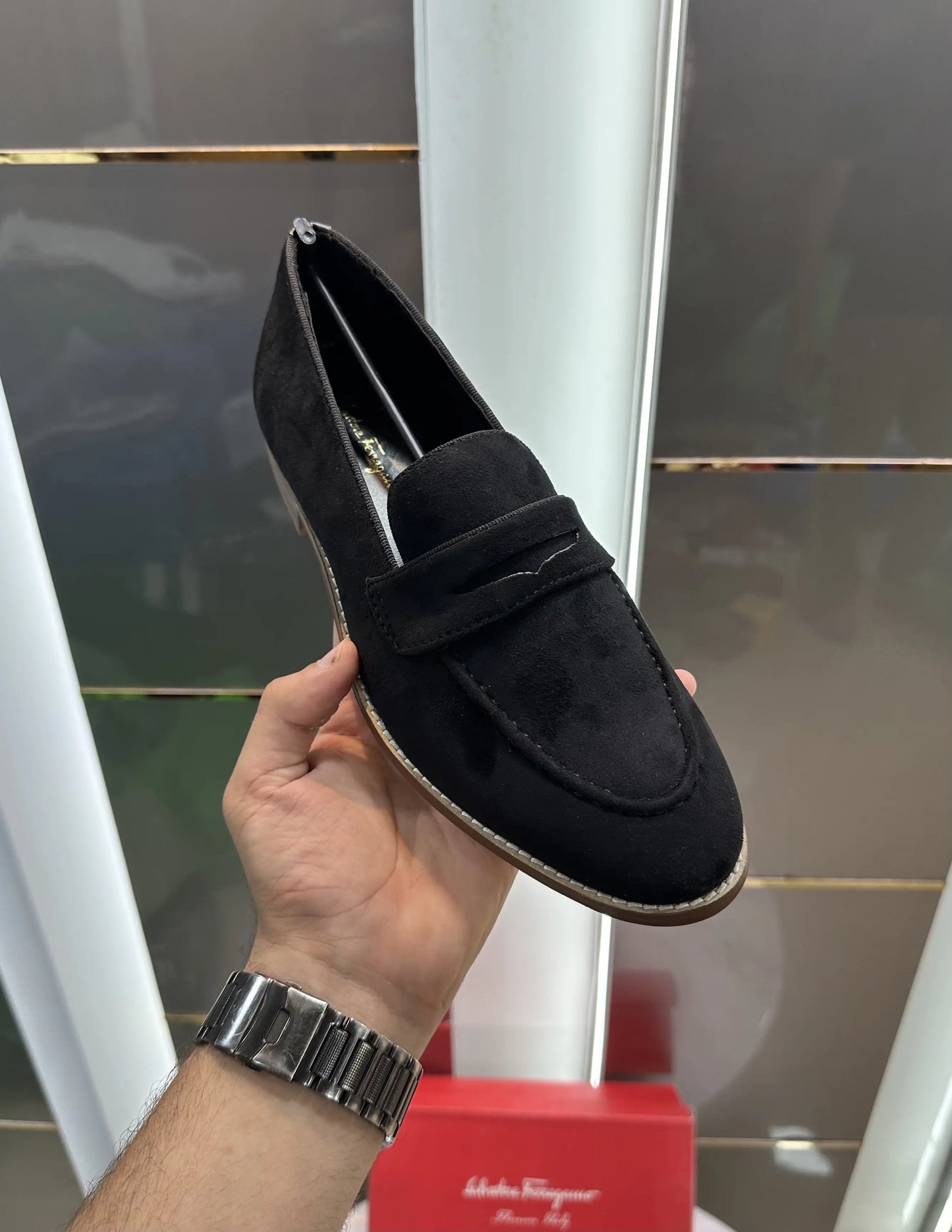Salvatore Ferragamo Premium Wooden Sole Black Loafer