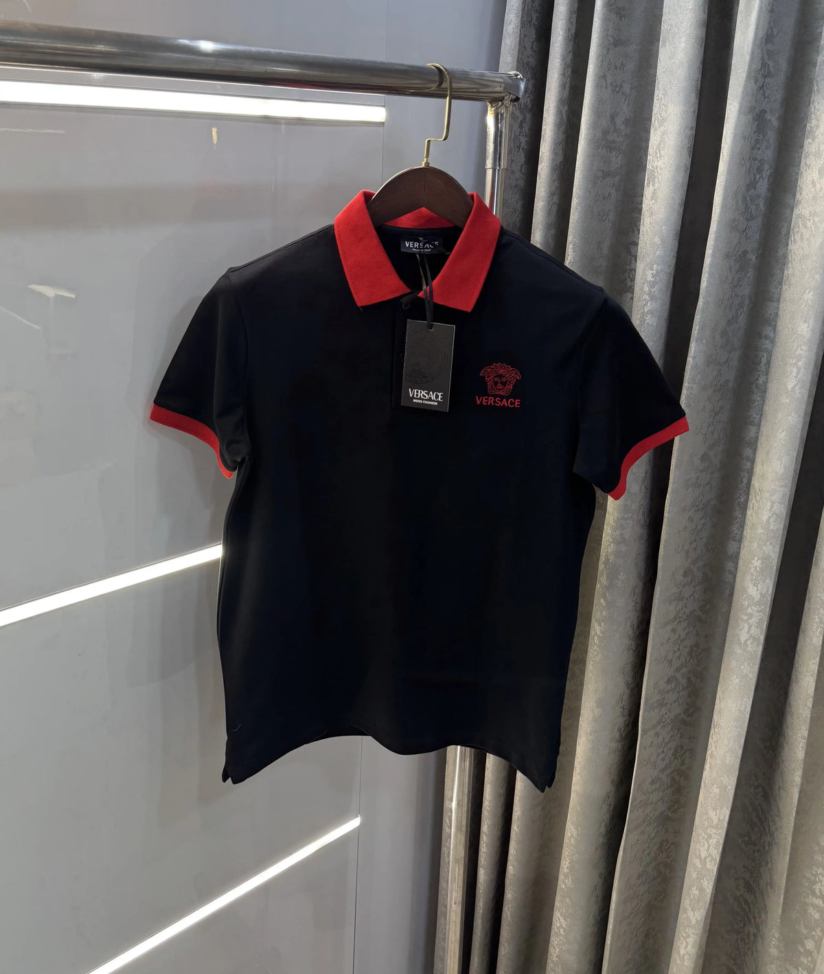 Versace Couture Black Logo Work Imported Polo T-Shirt