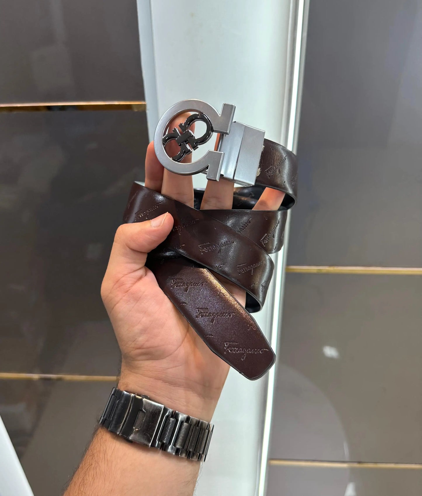 Salvatore Faragam o Silver Reversible Premium Imported Belt