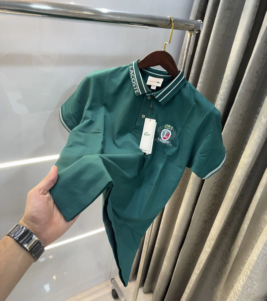 Lacoste Green Embroidery Logo Premium Polo T-shirt
