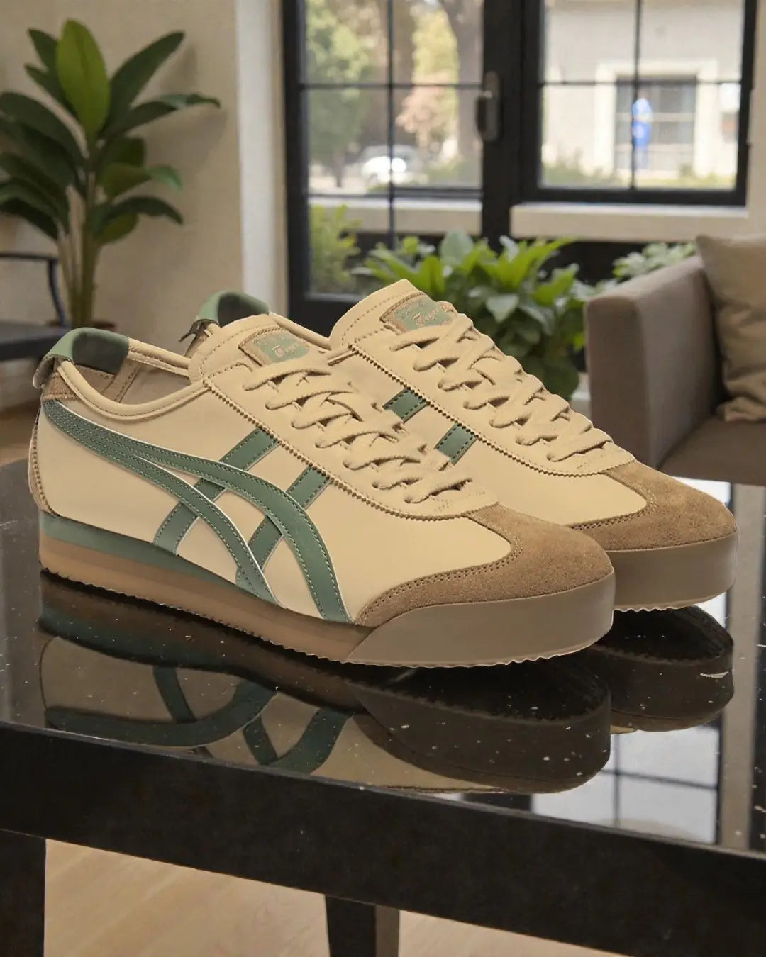Onitsuka Tiger Mexico 66 PF Beige Grass Green 7A Premium Mens Sneakers D-2084
