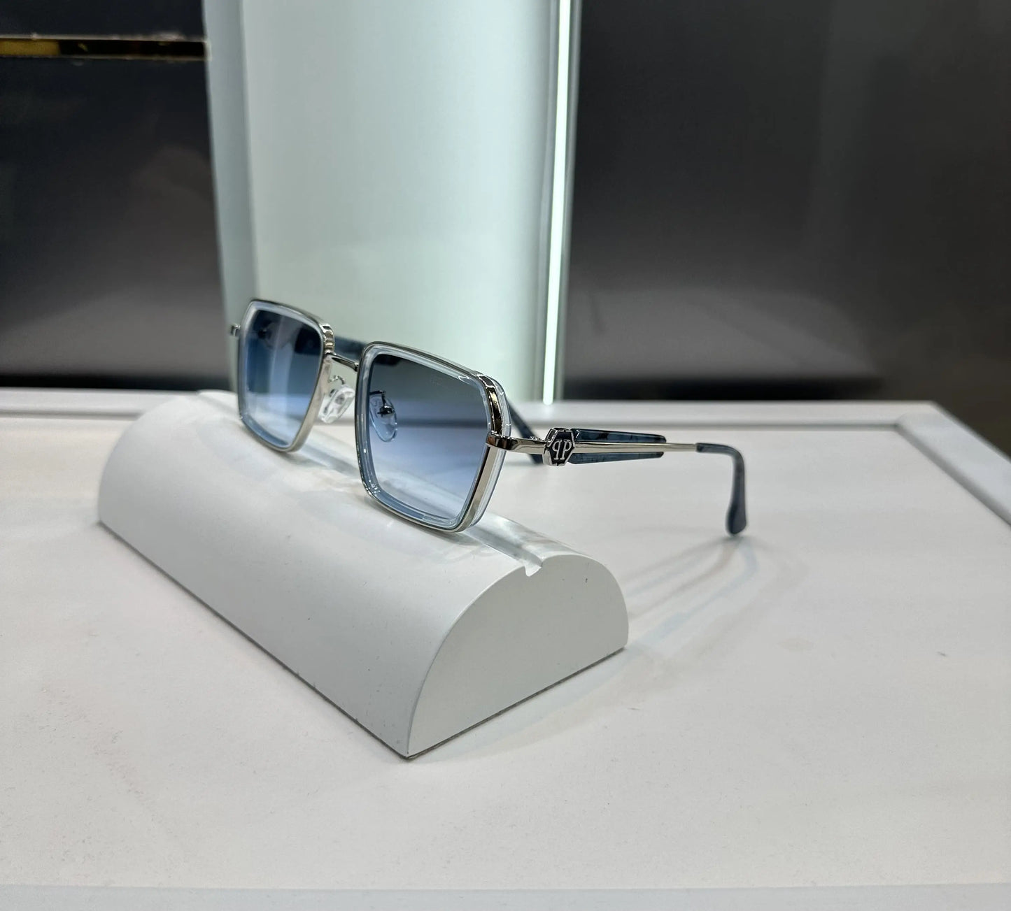 Philipp Plein Silver Blue Metal Premium Shades 655