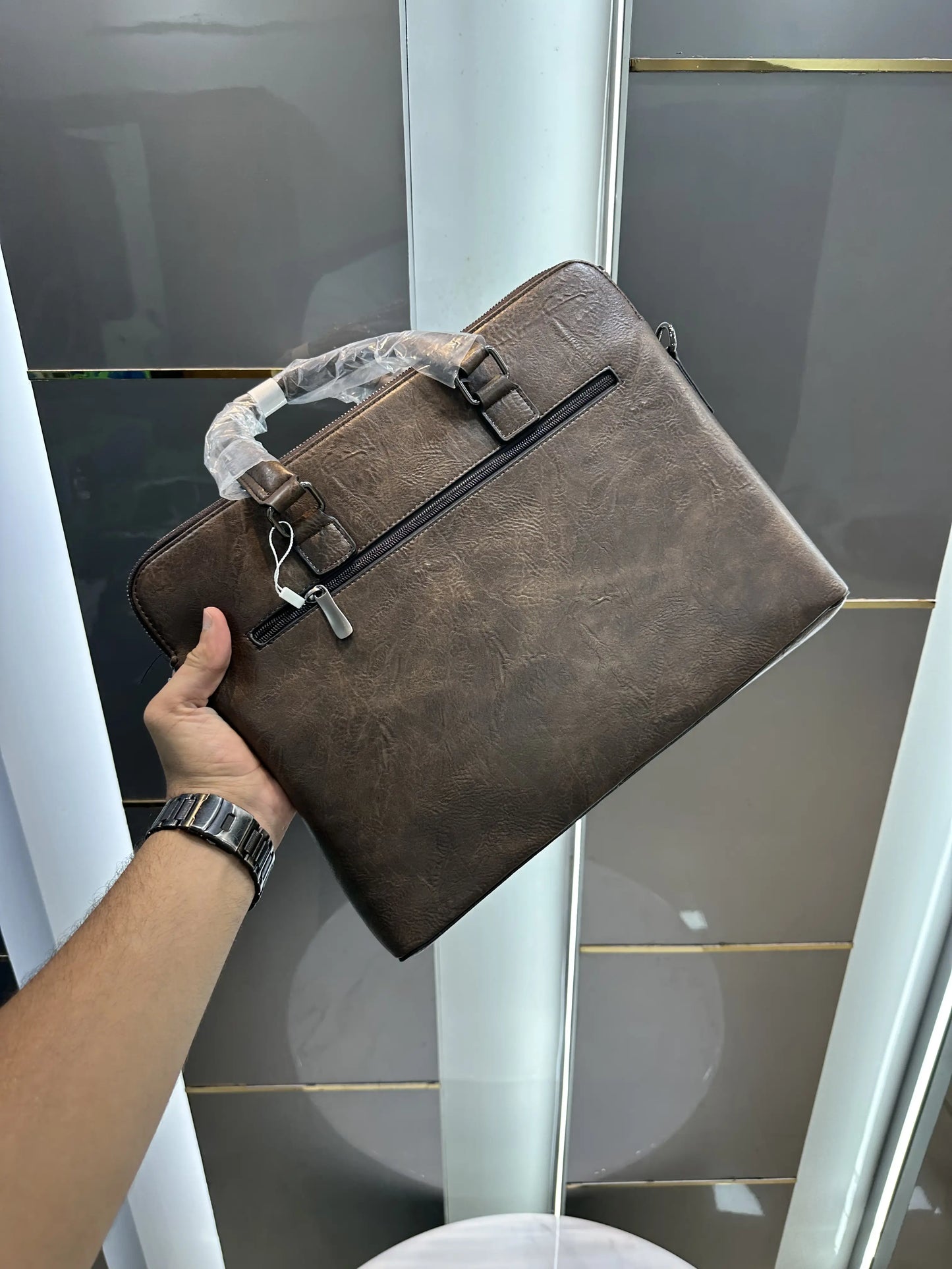 Hugo Bos s Brown Textured Luxury Premium Imported Laptop Bag