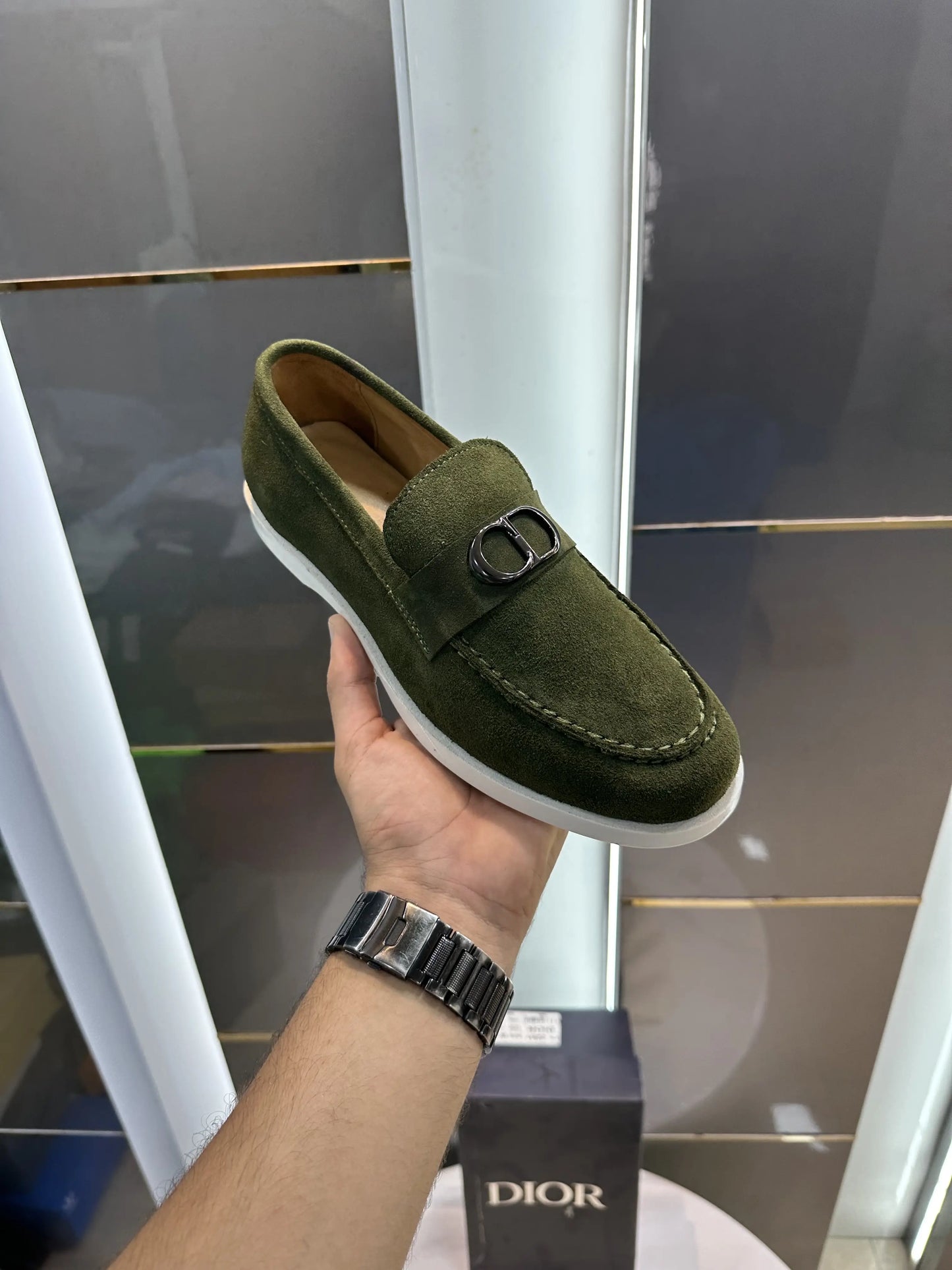 Dior_CD Green Suede Leather Slide
