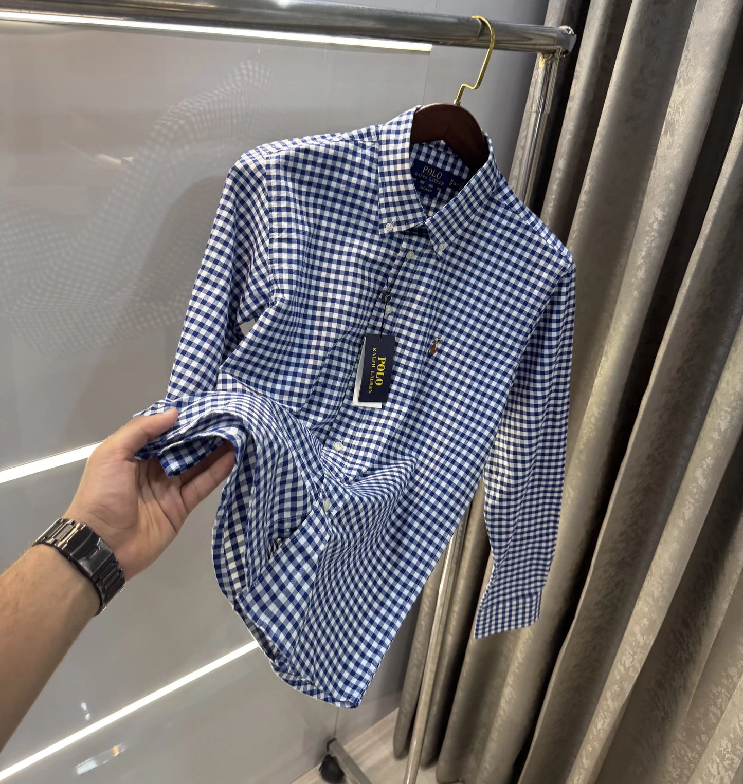 Ralph Lauren Blue Dobby Cotton Premium Shirt