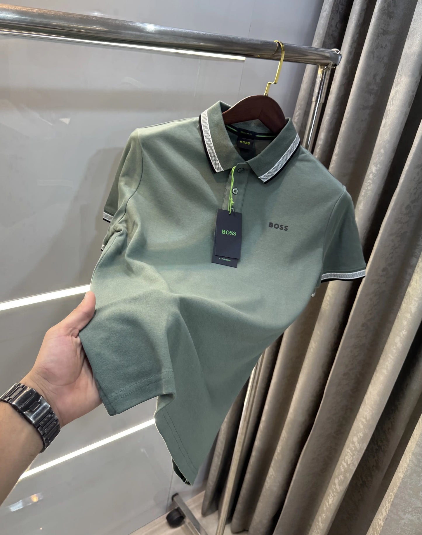 Hugo Boss Green Logo Work Premium Polo T-shirt