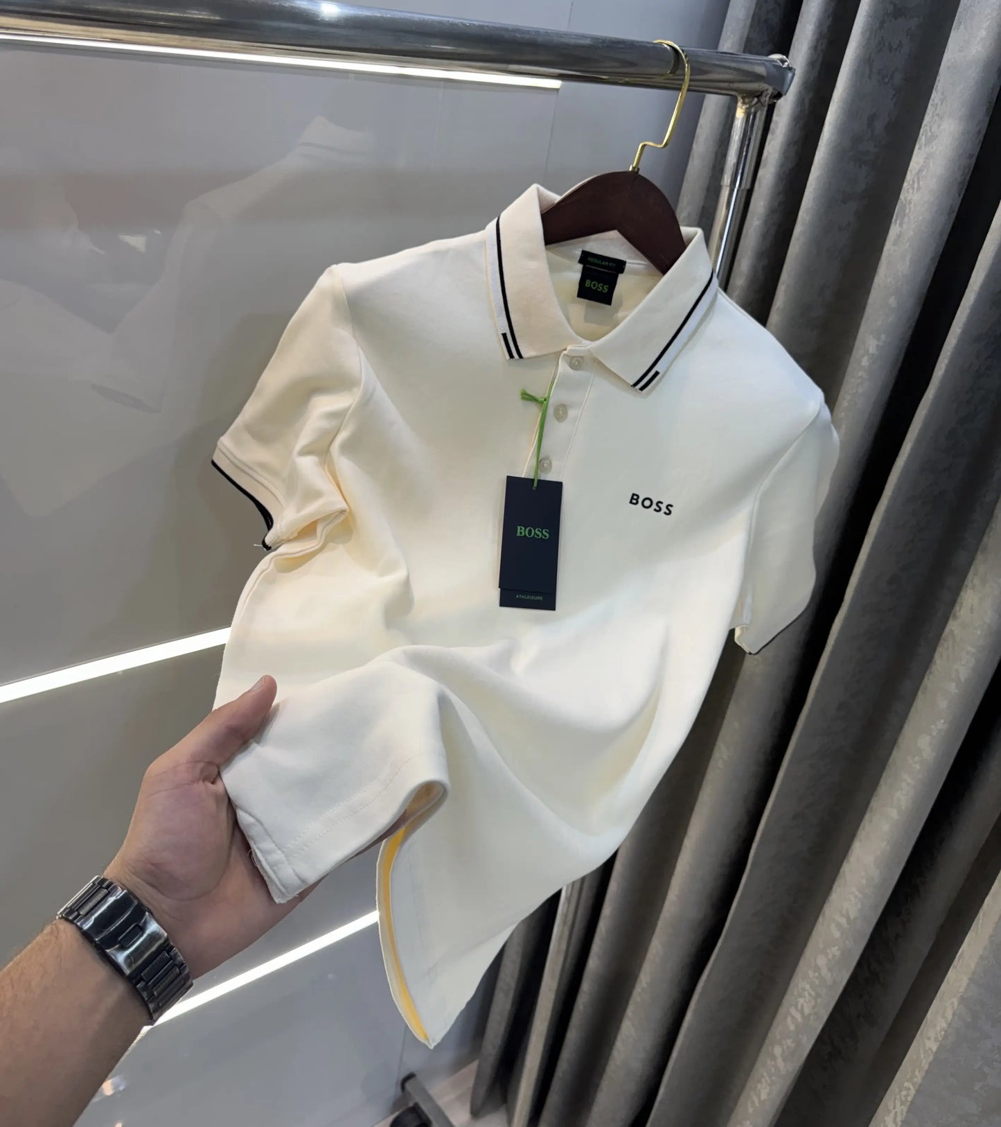 Hugo Boss Cream Logo Work Premium Polo T-shirt