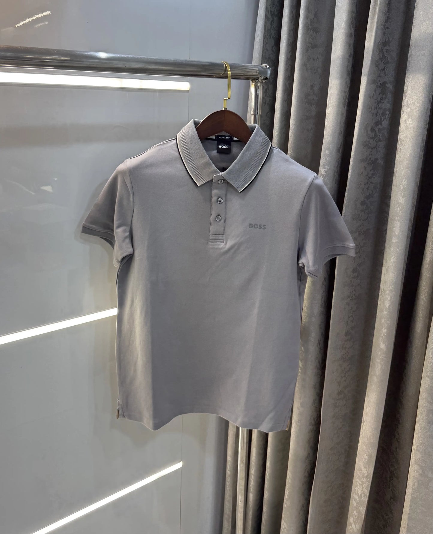 Hugo Boss Grey Logo Work Premium Polo T-shirt