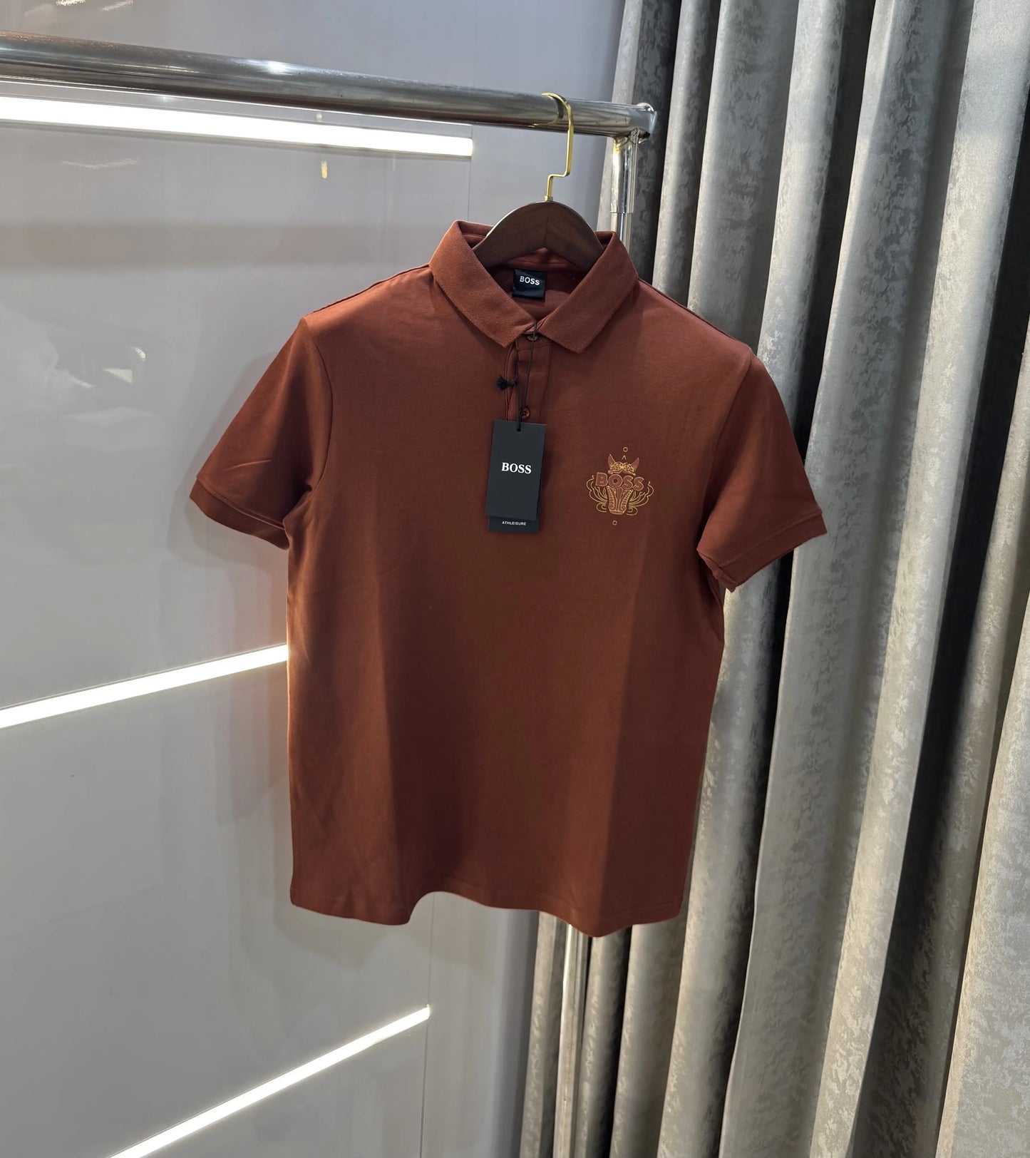 Hugo Boss Brown Logo Work Premium Polo T-shirt