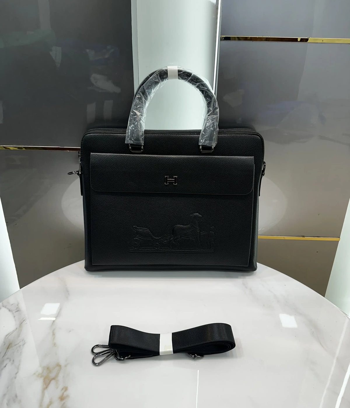 Herme s Black Luxury Premium Imported Laptop Bag
