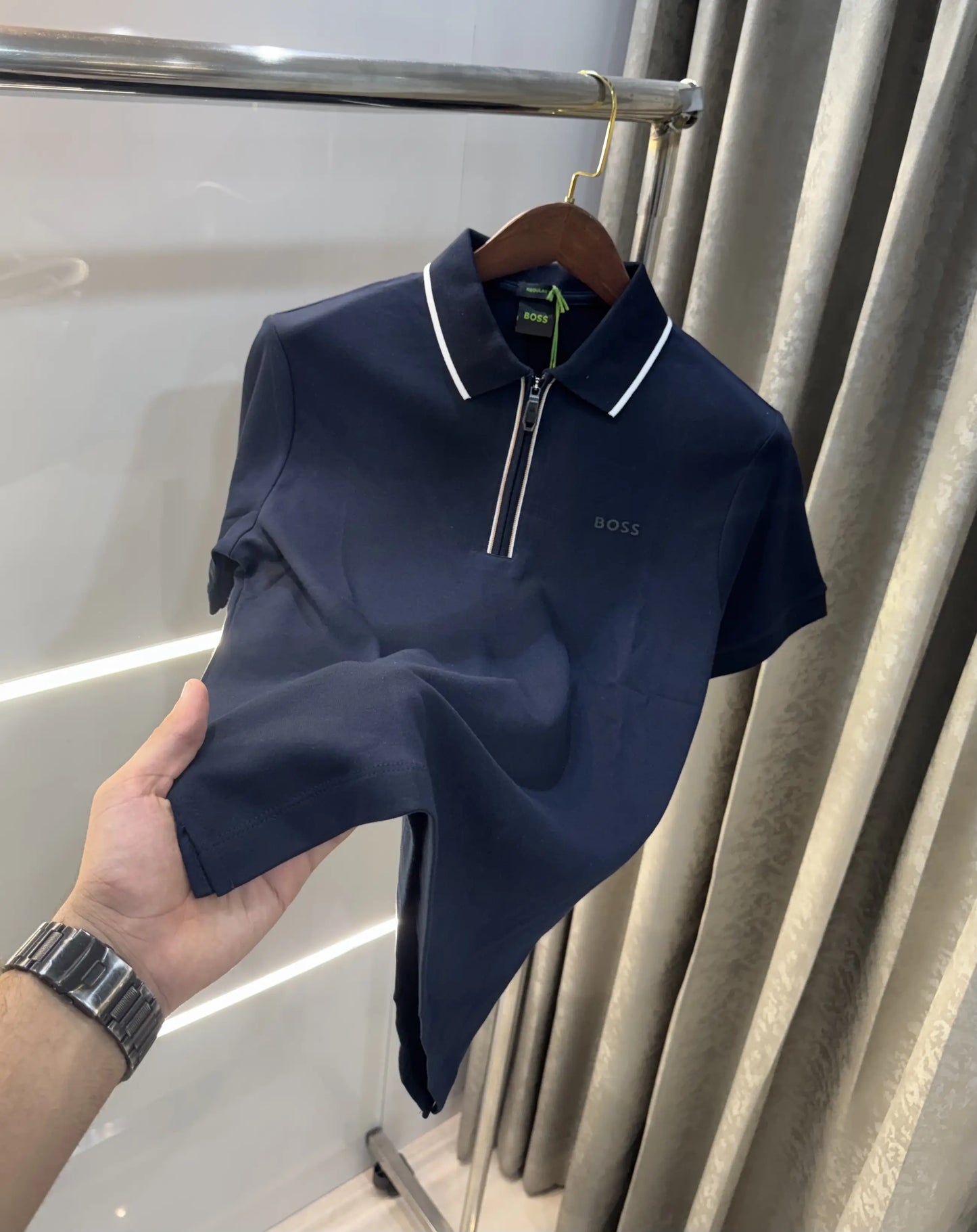 Hug o Boss Navy Blue Logo Work Premium Polo T-shirt