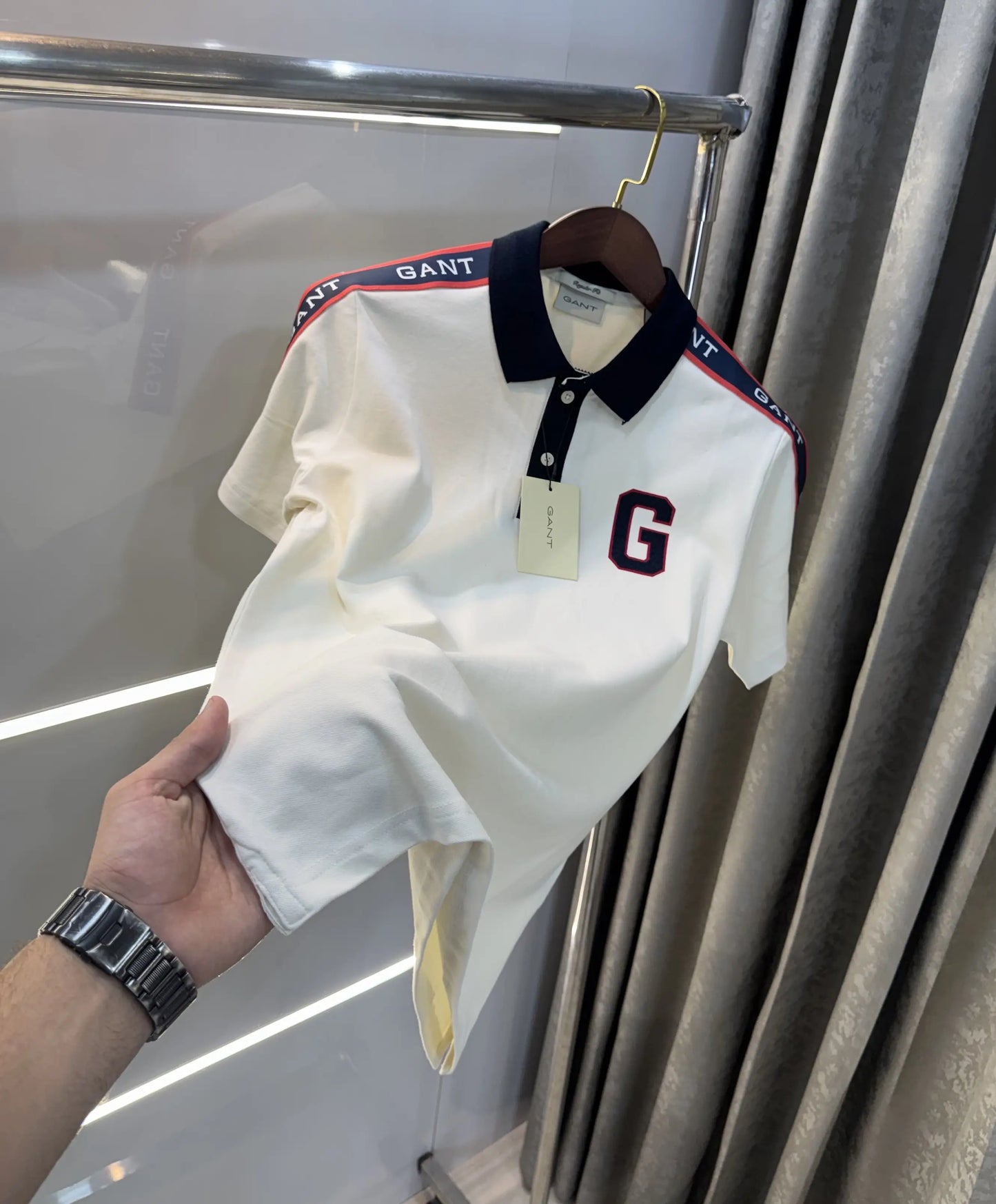 Gant Cream Logo Work Premium Polo T-shirt