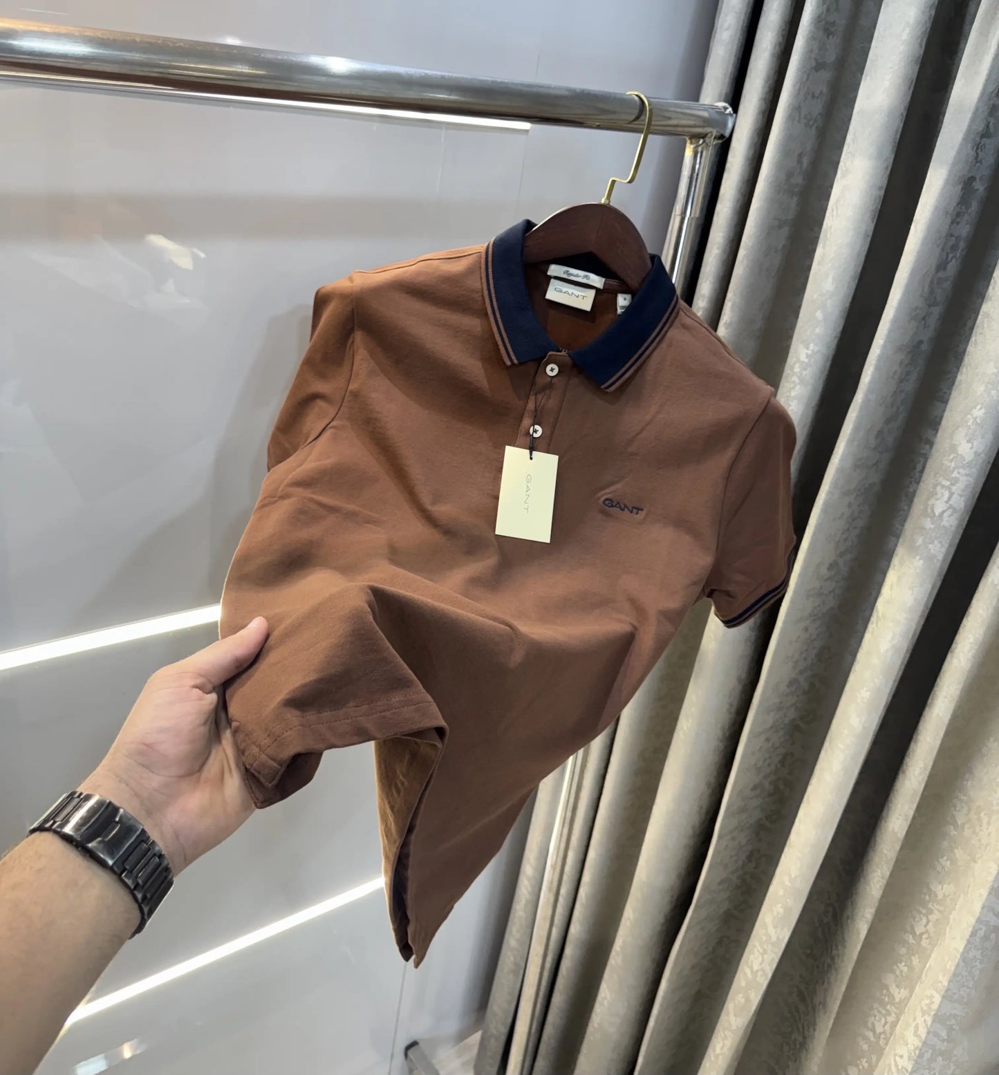 Gant Brown Logo Work Premium Polo T-shirt
