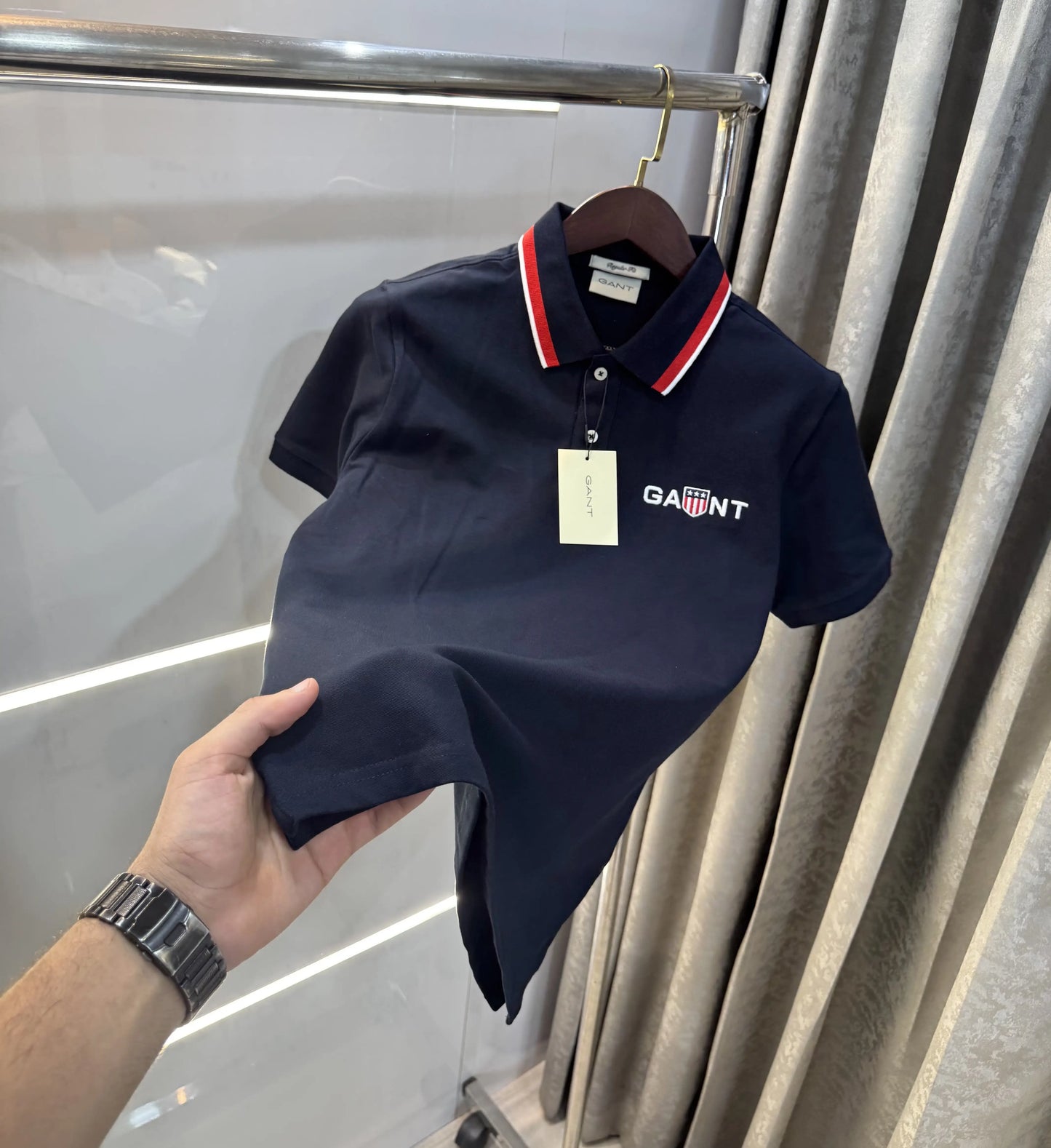 Gant Navy Blue Logo Work Premium Polo T-shirt