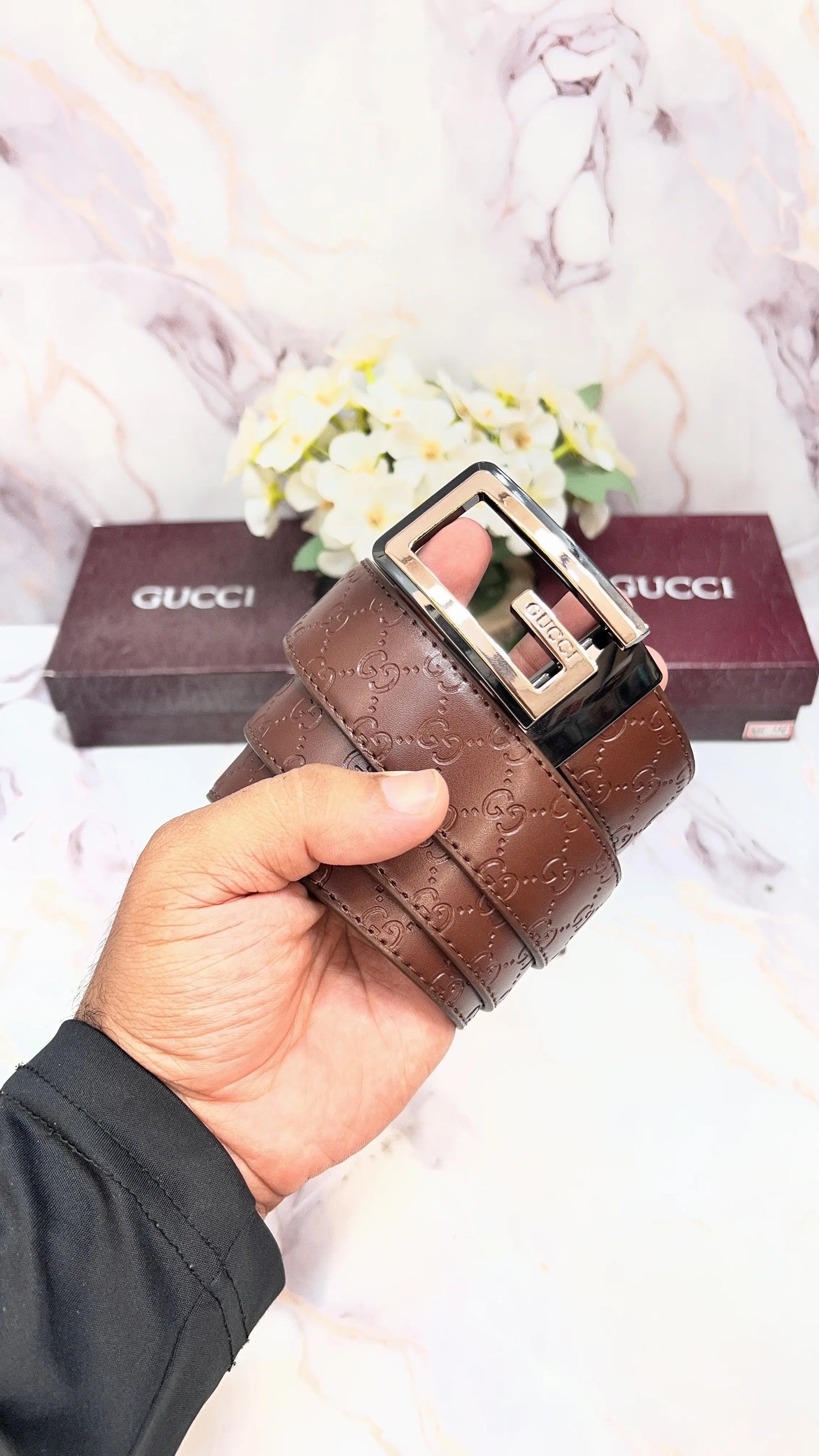 GUCCI EMBOSSED PREMIUM QUALITY IMPORTED BELT WITH BOX