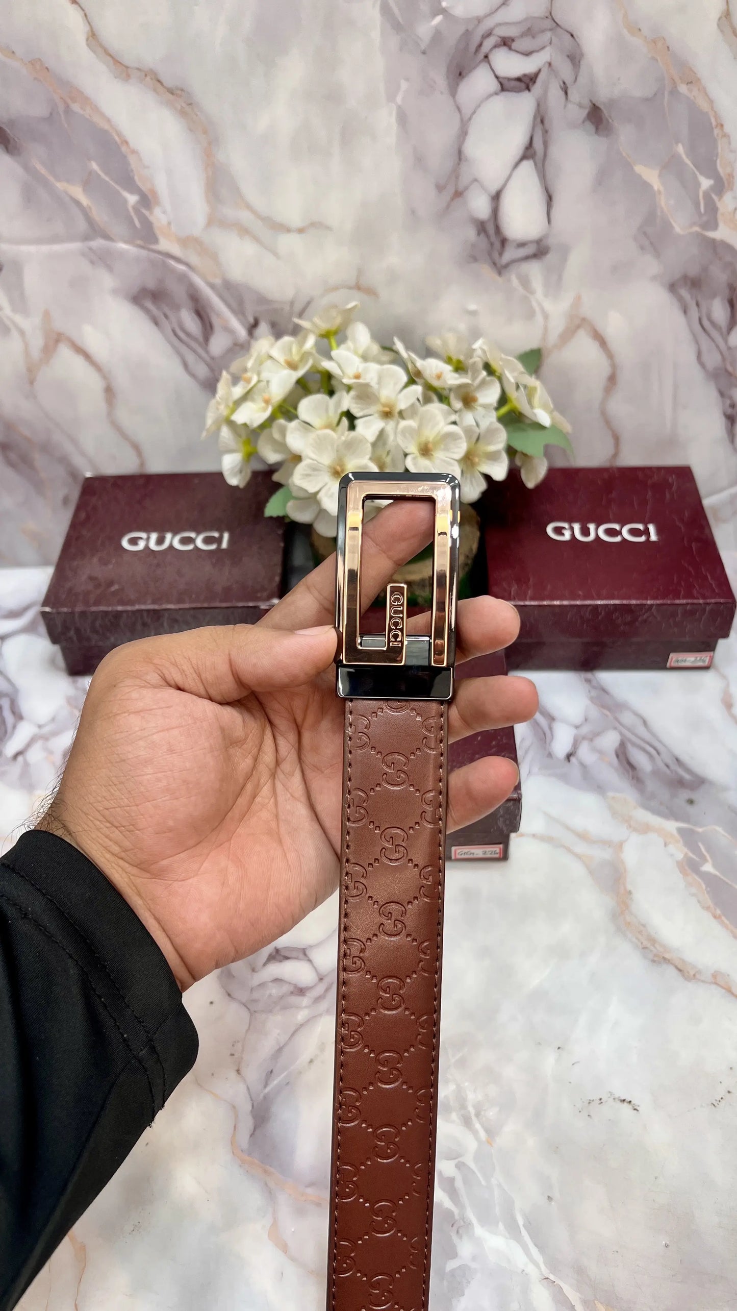 GUCCI EMBOSSED PREMIUM QUALITY IMPORTED BELT WITH BOX