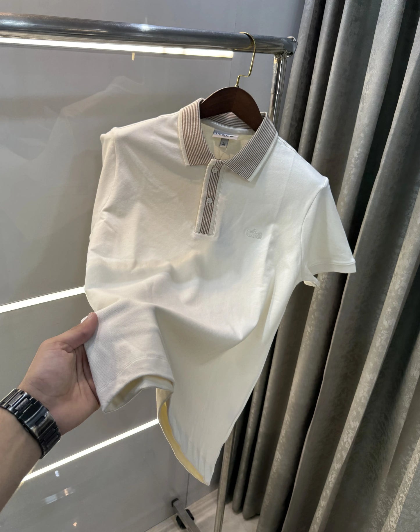 Lacost e Cream Logo Work Premium Polo T-Shirt