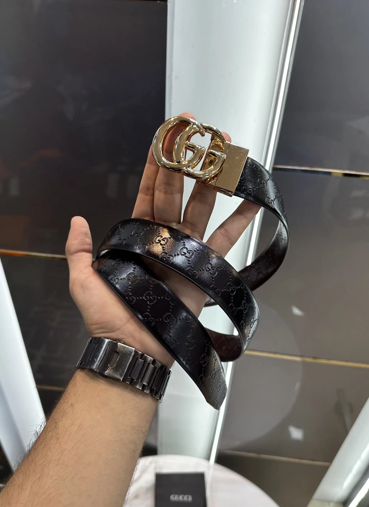 Gucc i Gold Monogram Reversible Premium Imported Belt