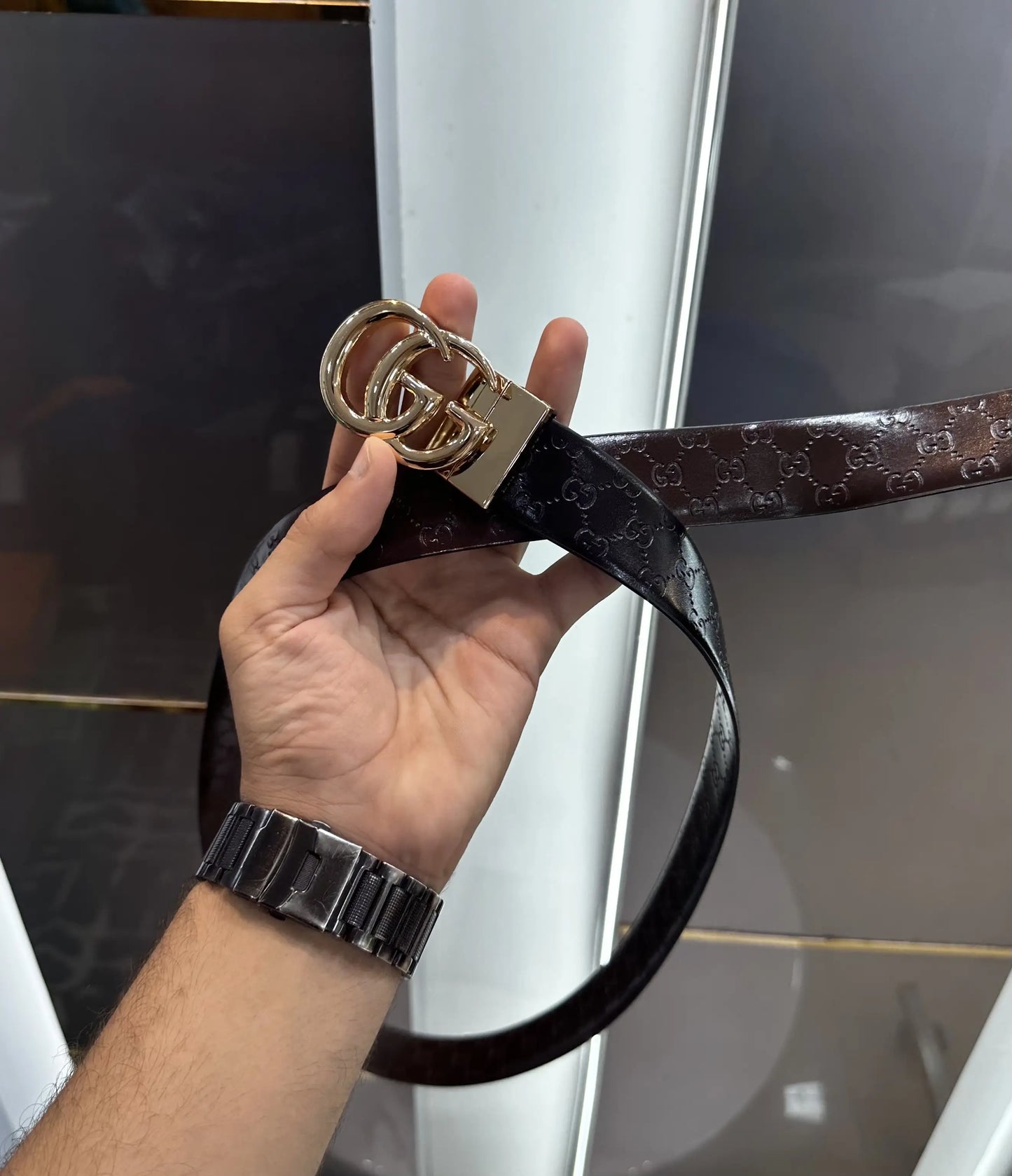 Gucc i Gold Monogram Reversible Premium Imported Belt