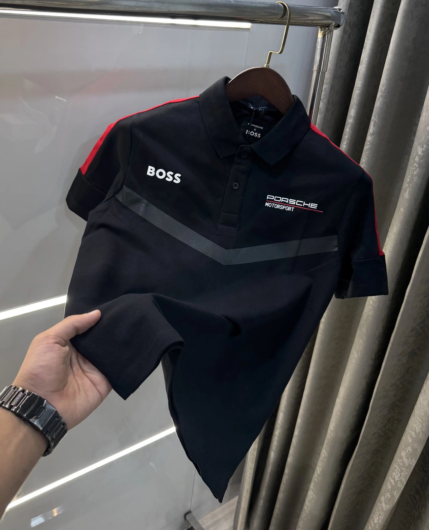 Hug o Bos s Black Porsche Edition Premium Polo T-shirt