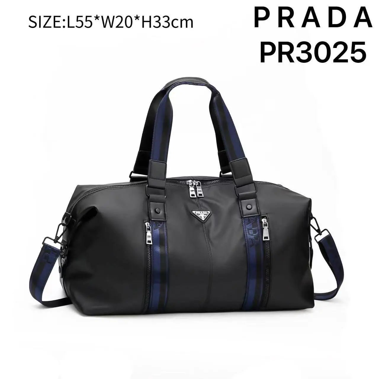 Prad a Black Blue Luxury Imported Duffel Bag Pr3025