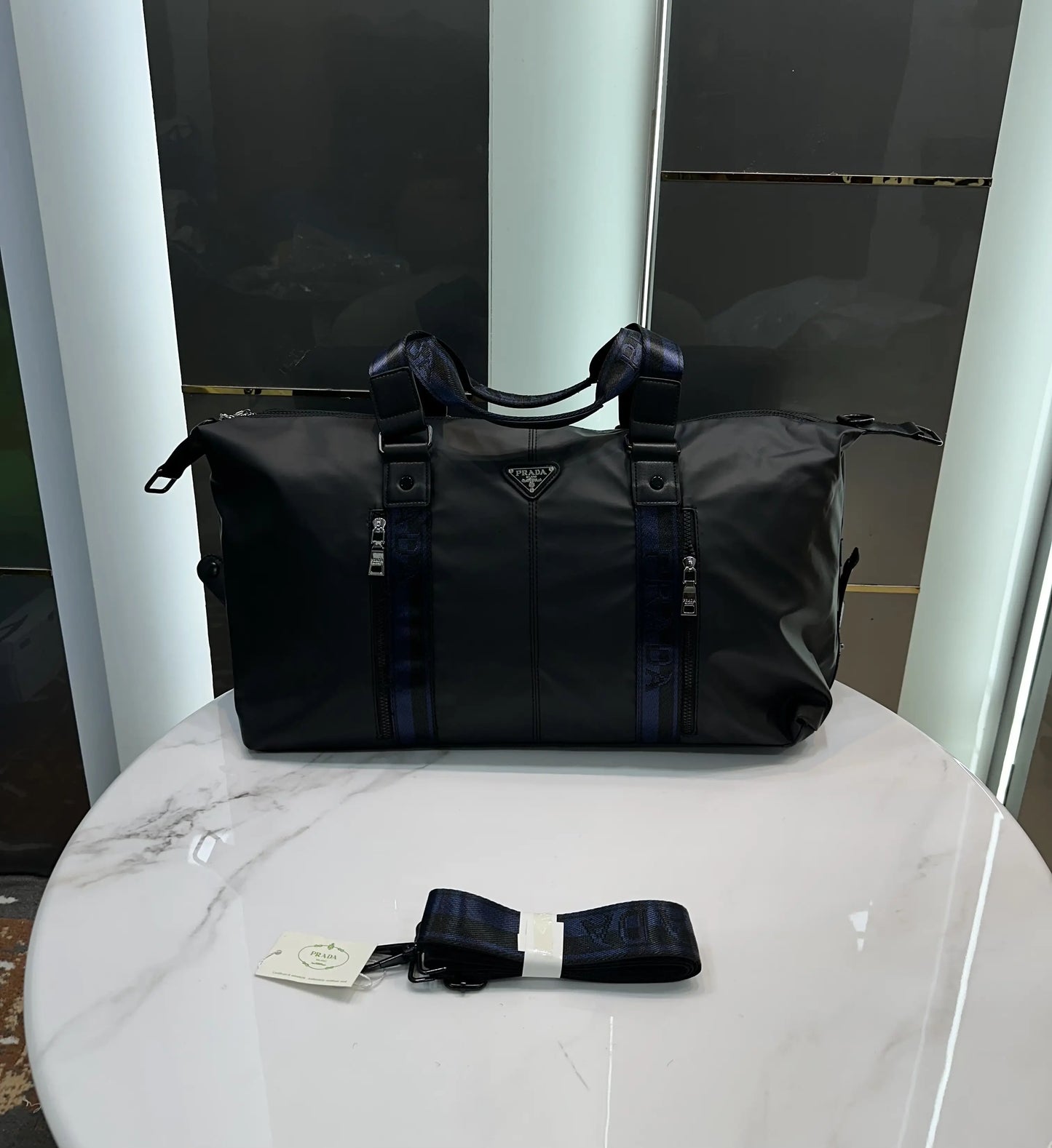 Prad a Black Blue Luxury Imported Duffel Bag Pr3025