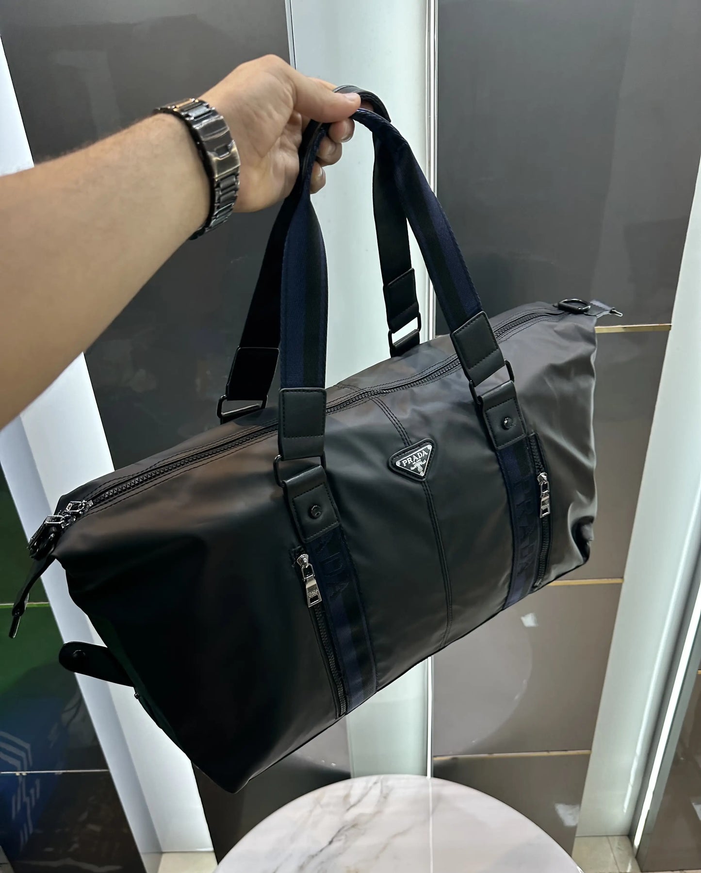 Prad a Black Blue Luxury Imported Duffel Bag Pr3025