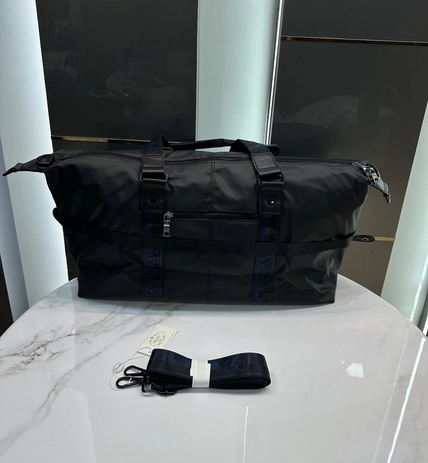 Prad a Black Blue Luxury Imported Duffel Bag Pr3025